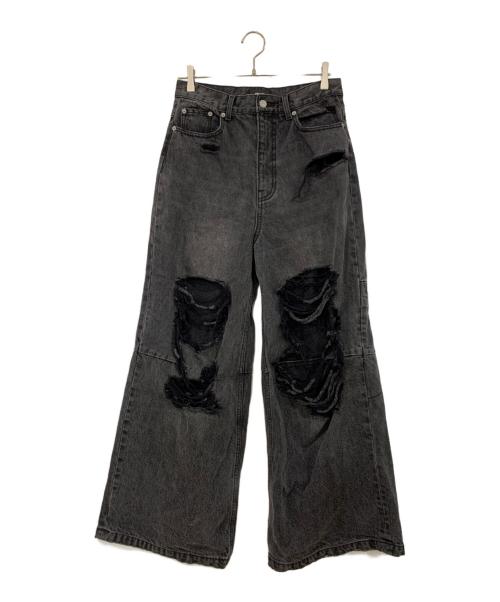 中古・古着通販】BREATH (ブレス) GRUNGE WIDE DENIM PANTS ブラック  