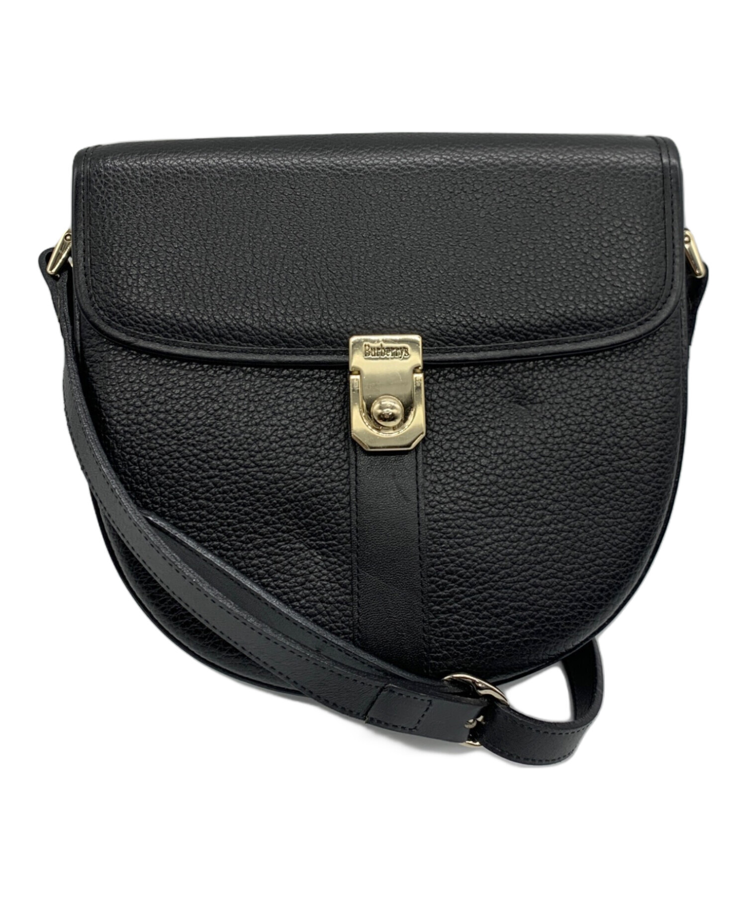 バーバリーズ Burberrys ショルダーバッグ レザー ブラック シルバー レディース 送料無料【中古】 z7216 BURBERRY - バーバリーズ Burberrys ショルダーバッグ レザー ブラック