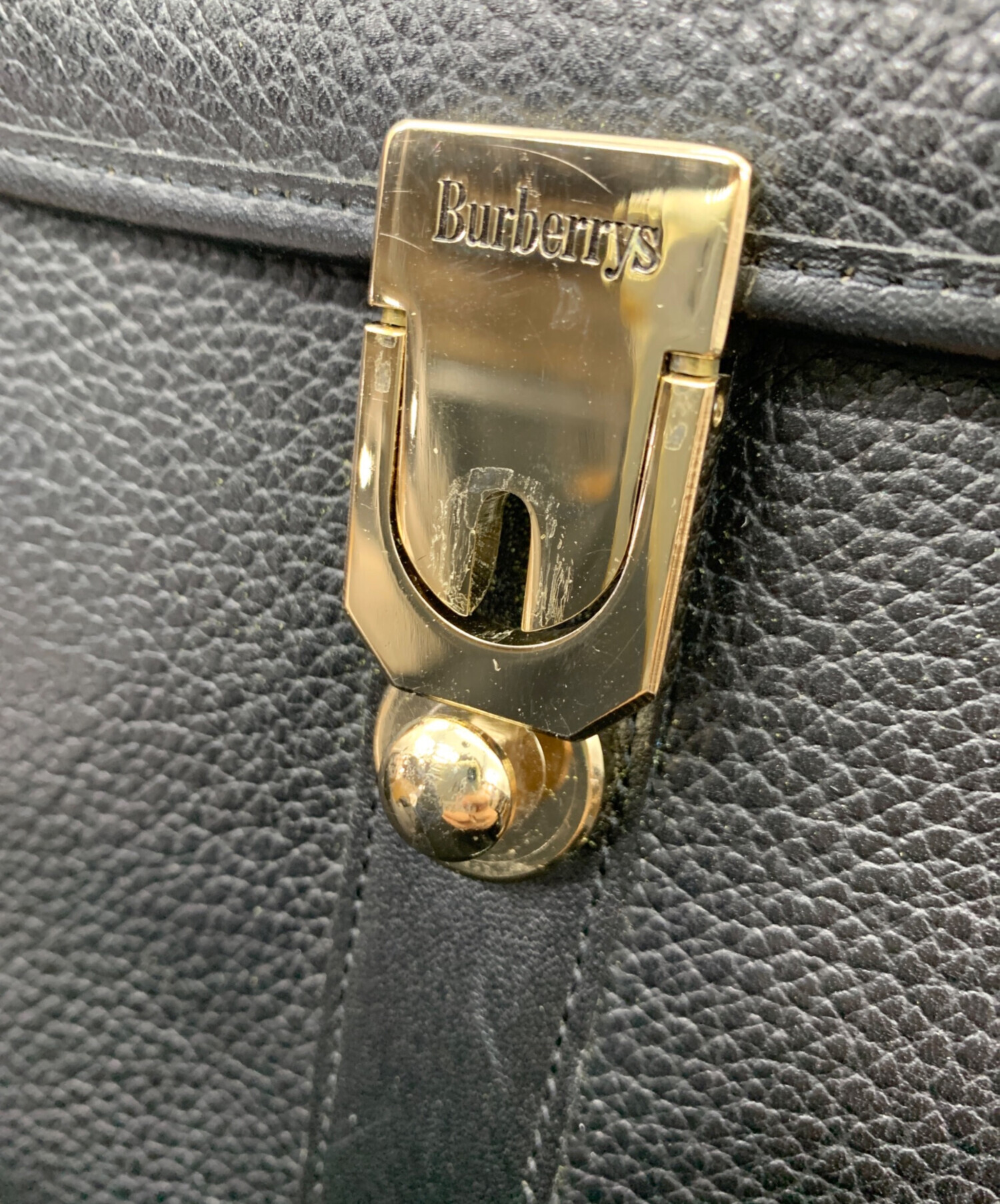 バーバリーズ Burberrys ショルダーバッグ レザー ブラック シルバー レディース 送料無料【中古】 z7216 BURBERRY - バーバリーズ Burberrys ショルダーバッグ レザー ブラック