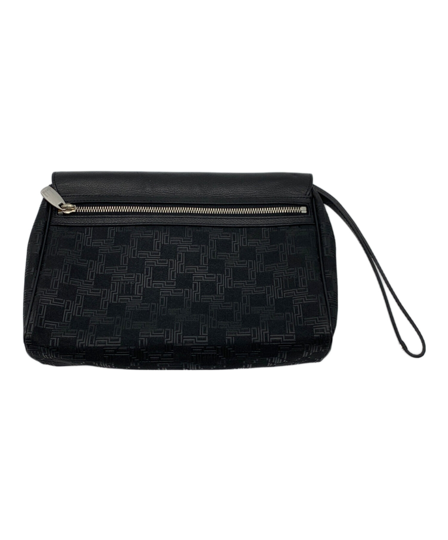 【BIGお買い物ラリー★30%OFFセール中】ダンヒル Dunhill クラッチバッグヘリンボーン ブラック グレー 灰色 レディース 中古 中古・古着通販】dunhill (ダンヒル) クラッチバッグ ブラック