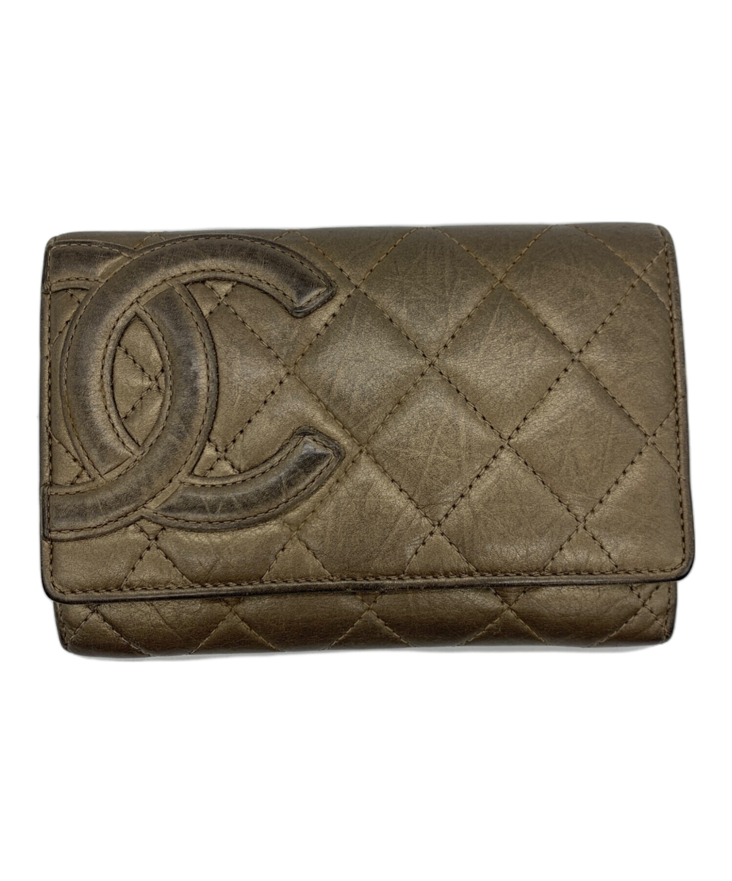 中古・古着通販】CHANEL (シャネル) 2つ折り財布 ゴールド