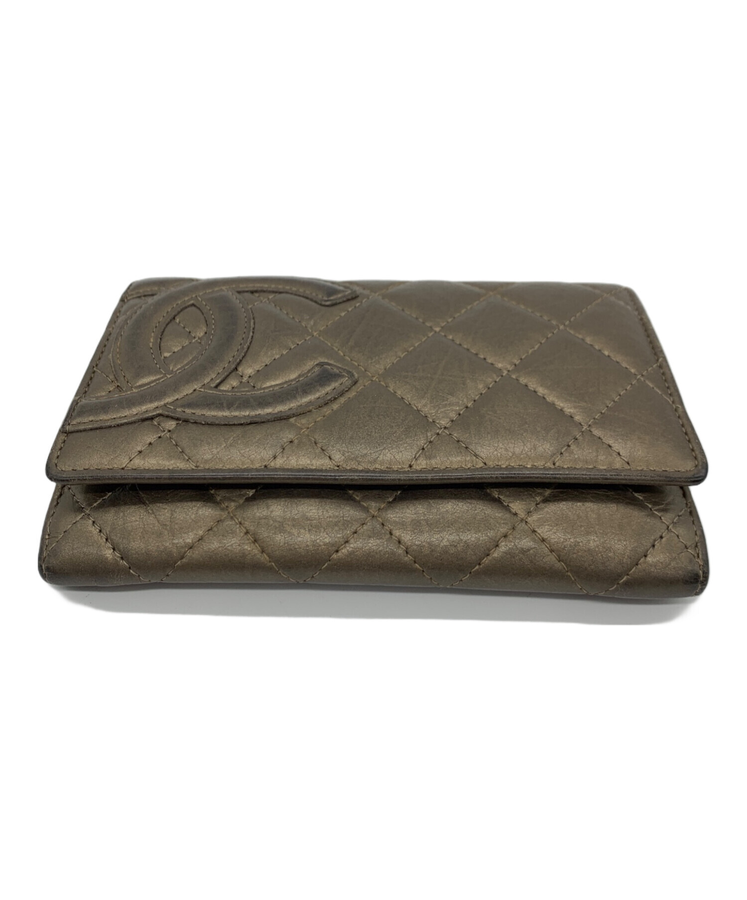 中古・古着通販】CHANEL (シャネル) 2つ折り財布 ゴールド｜ブランド 