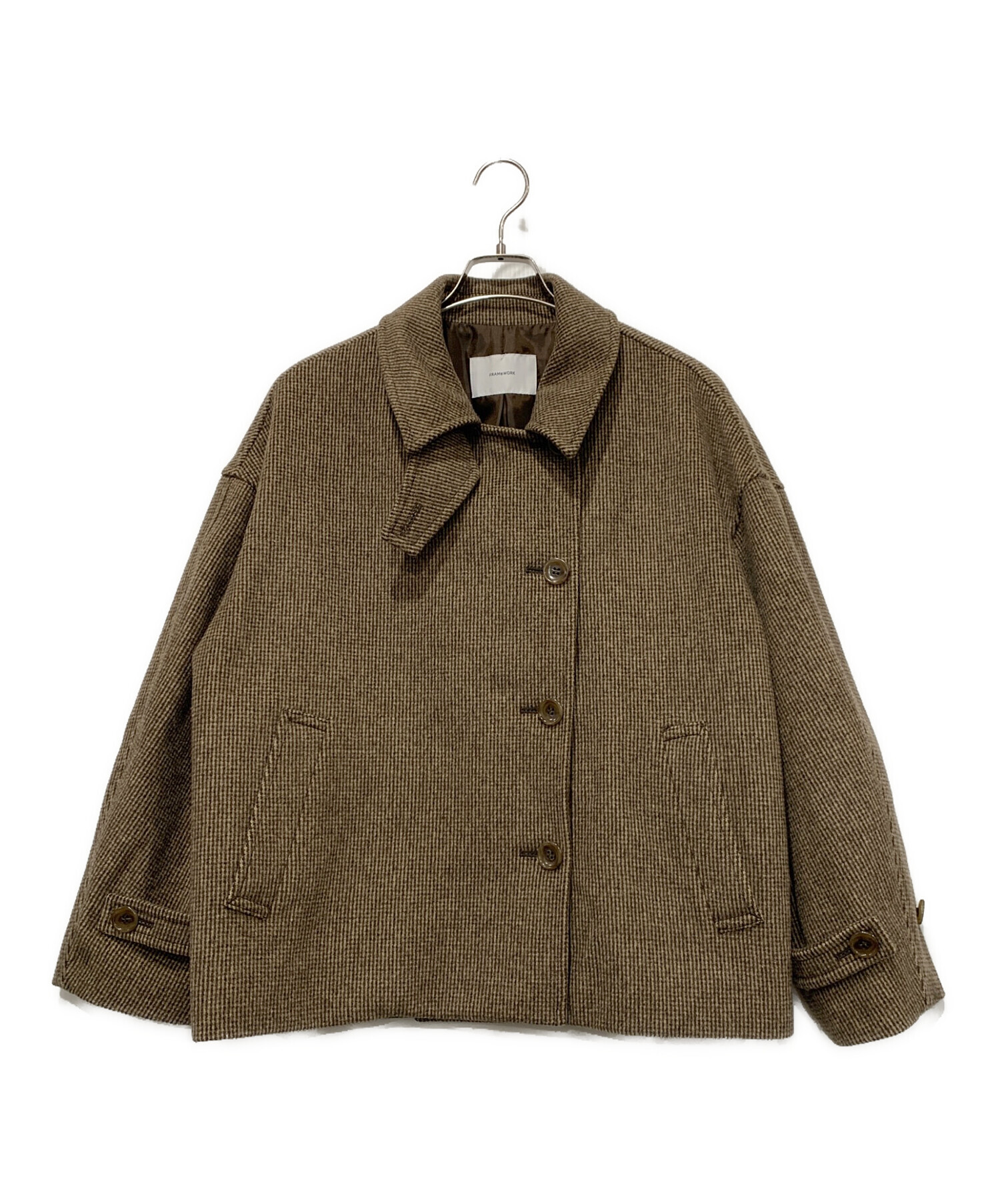 ルシファ　FRAMeWORK ピンチェックバルカラーショートコート 中古・古着通販】FRAMeWORK (フレームワーク) ピンチェックバルカラー