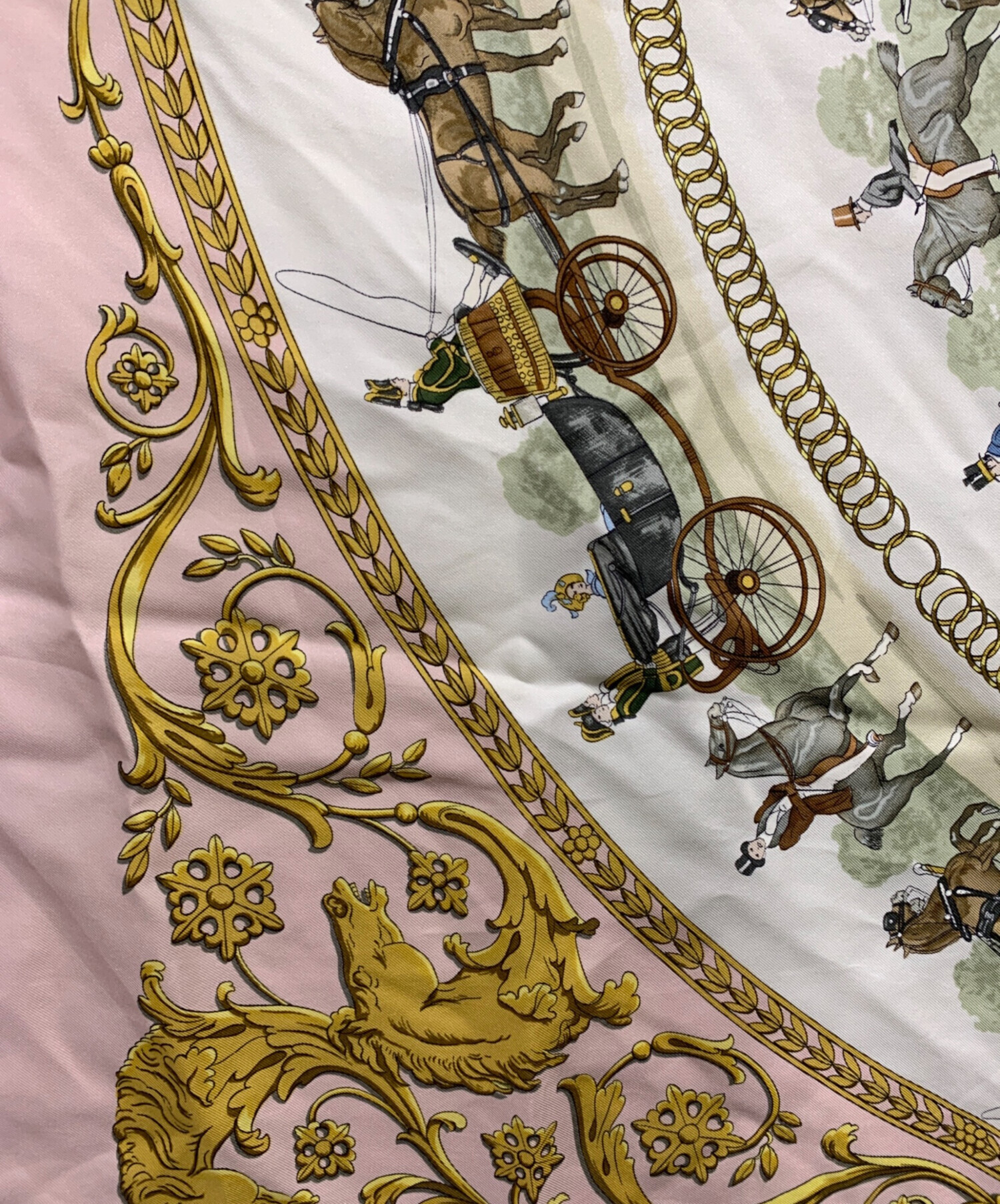 中古・古着通販】HERMES (エルメス) カレ90 ロンシャンへの散歩 ピンク