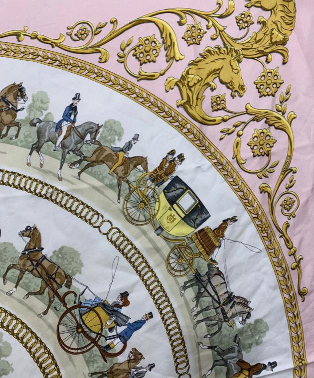 中古・古着通販】HERMES (エルメス) カレ90 ロンシャンへの散歩 ピンク
