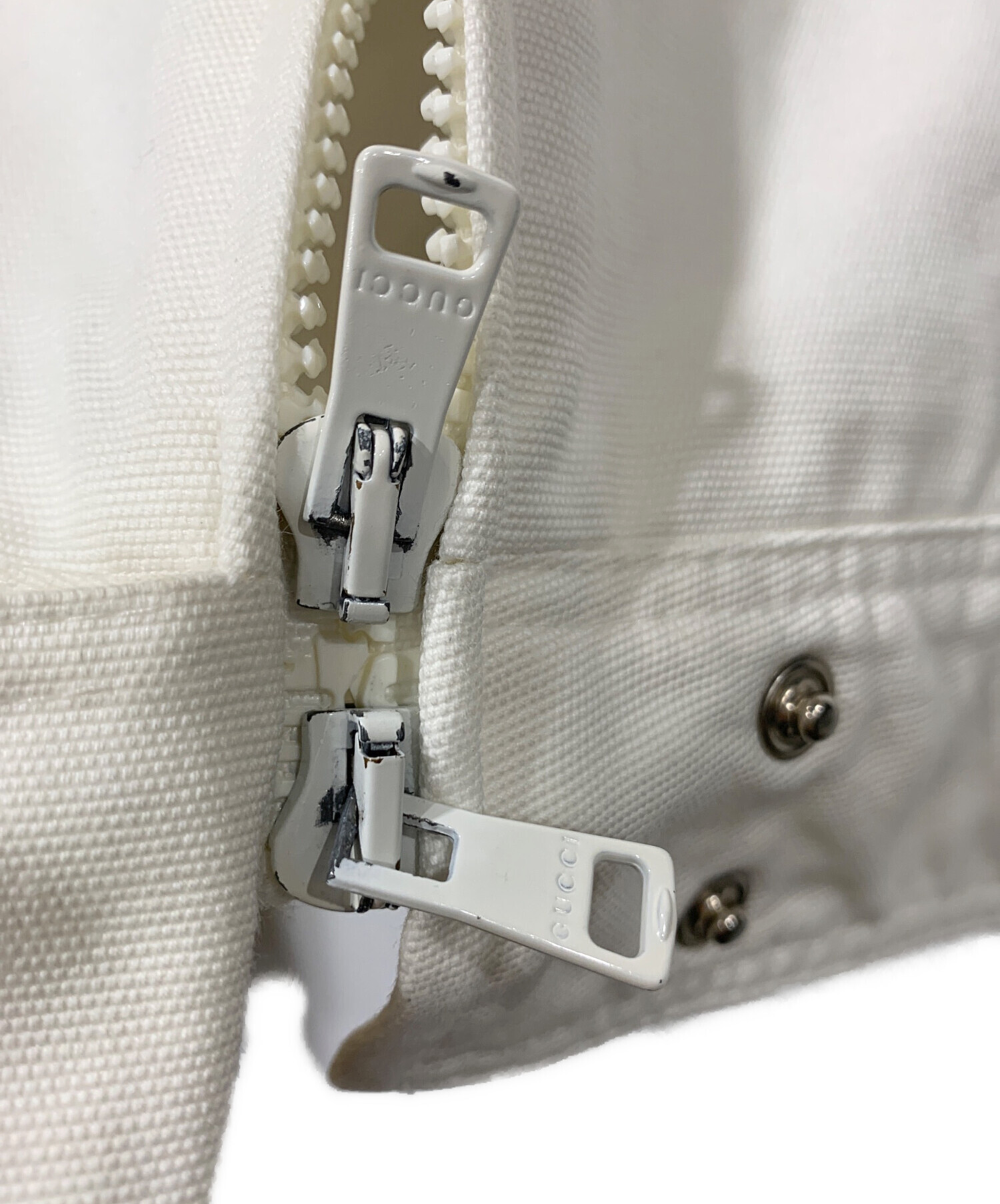 GUCCI ホワイトGジャン ライダース風 size38 GUCCI ホワイトGジャン