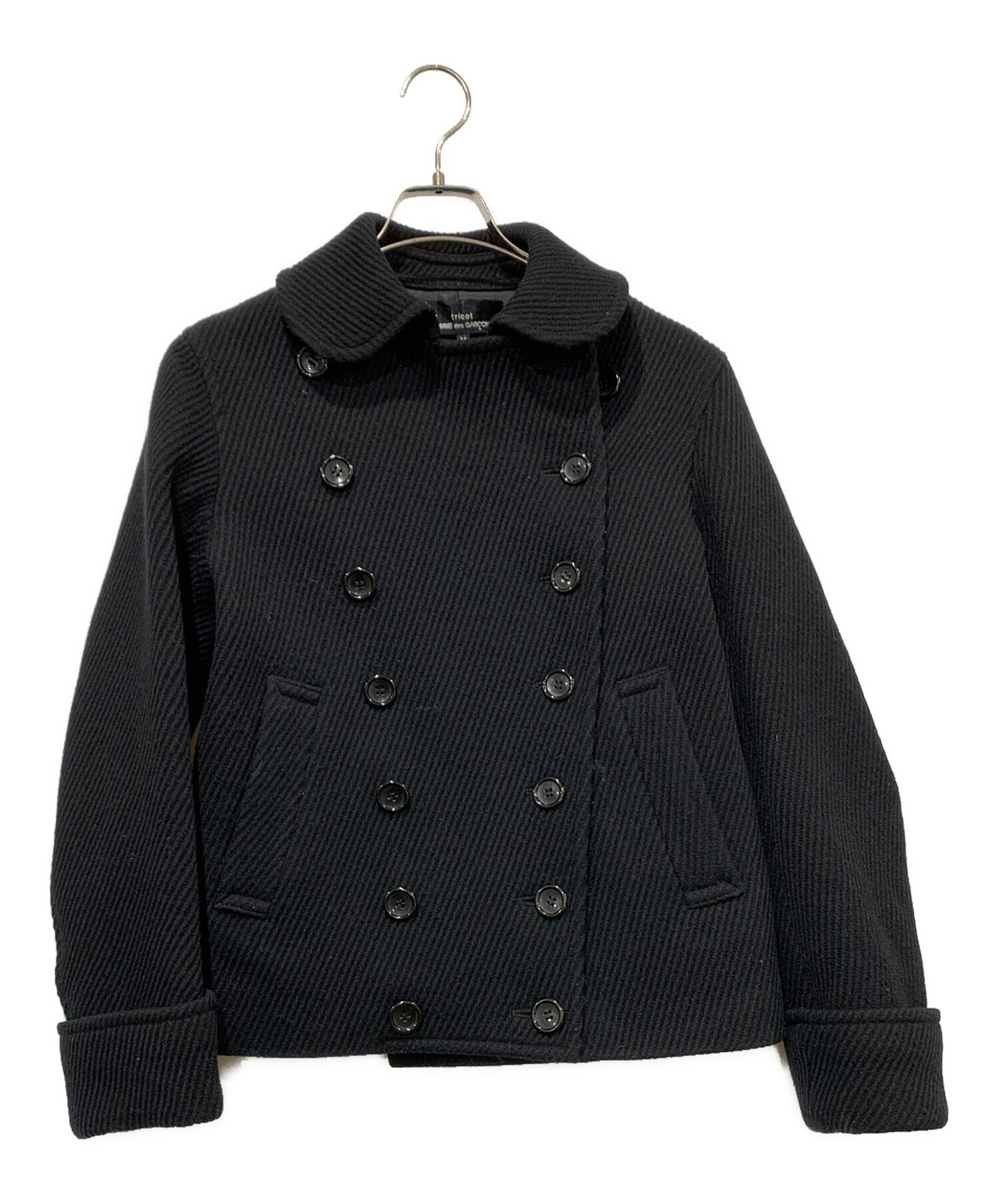 美品】COMME des GARCONS ポンディング ダブルブレストコート 黒 中古・古着通販】tricot COMME des GARCONS (トリココムデギャルソン