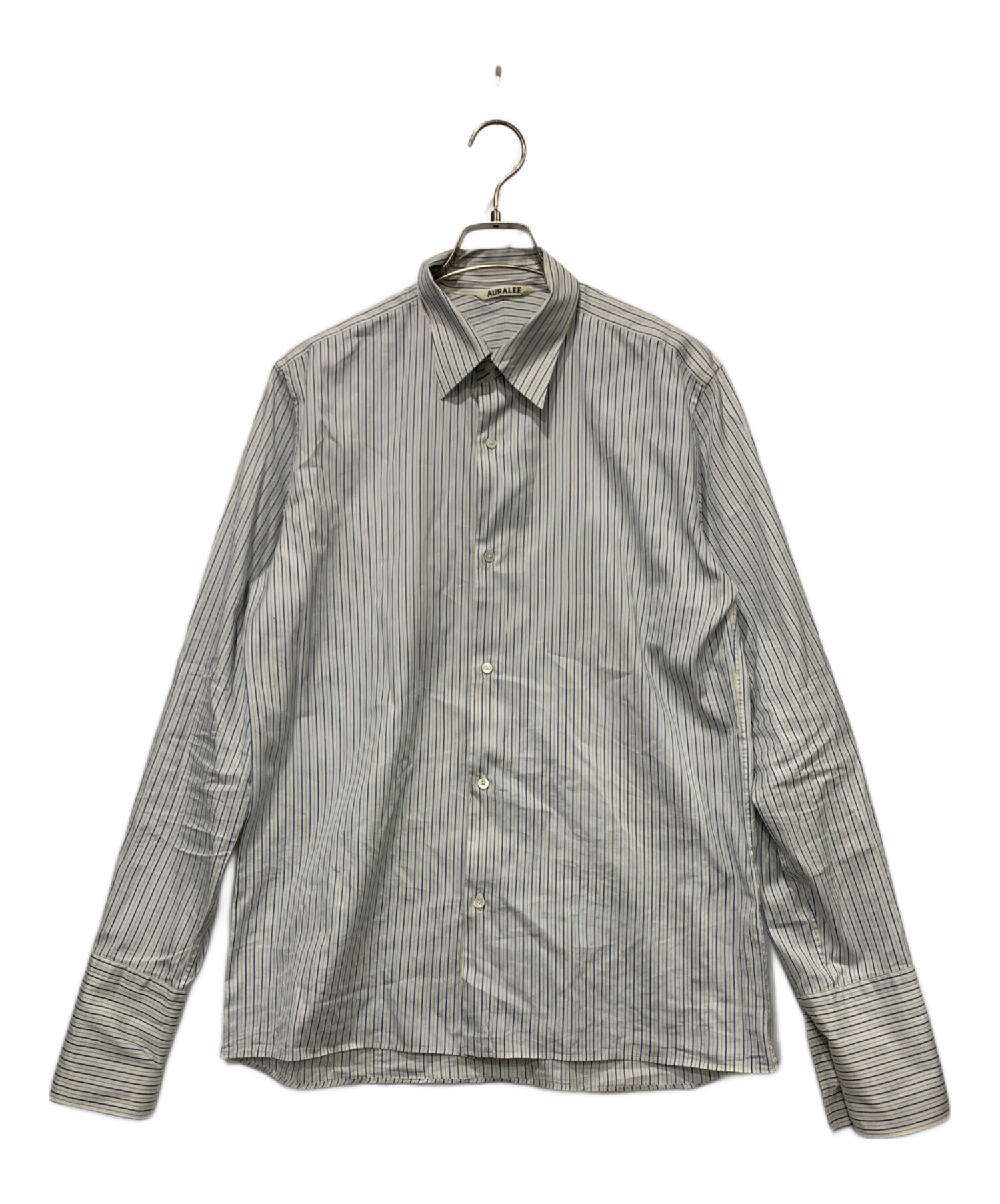 オーラリー　ストライプ　L/S シャツ　size3 AURALEE 新品未使用タグ付き ストライプシャツ サイズ3 【公式通販】