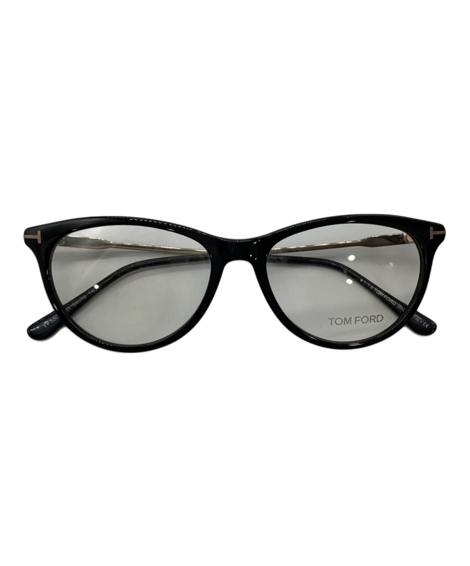 百貨店レシート有り　トムフォード　伊達メガネ　ブラック 中古・古着通販】TOM FORD (トムフォード) 伊達眼鏡 ブラック×ゴールド
