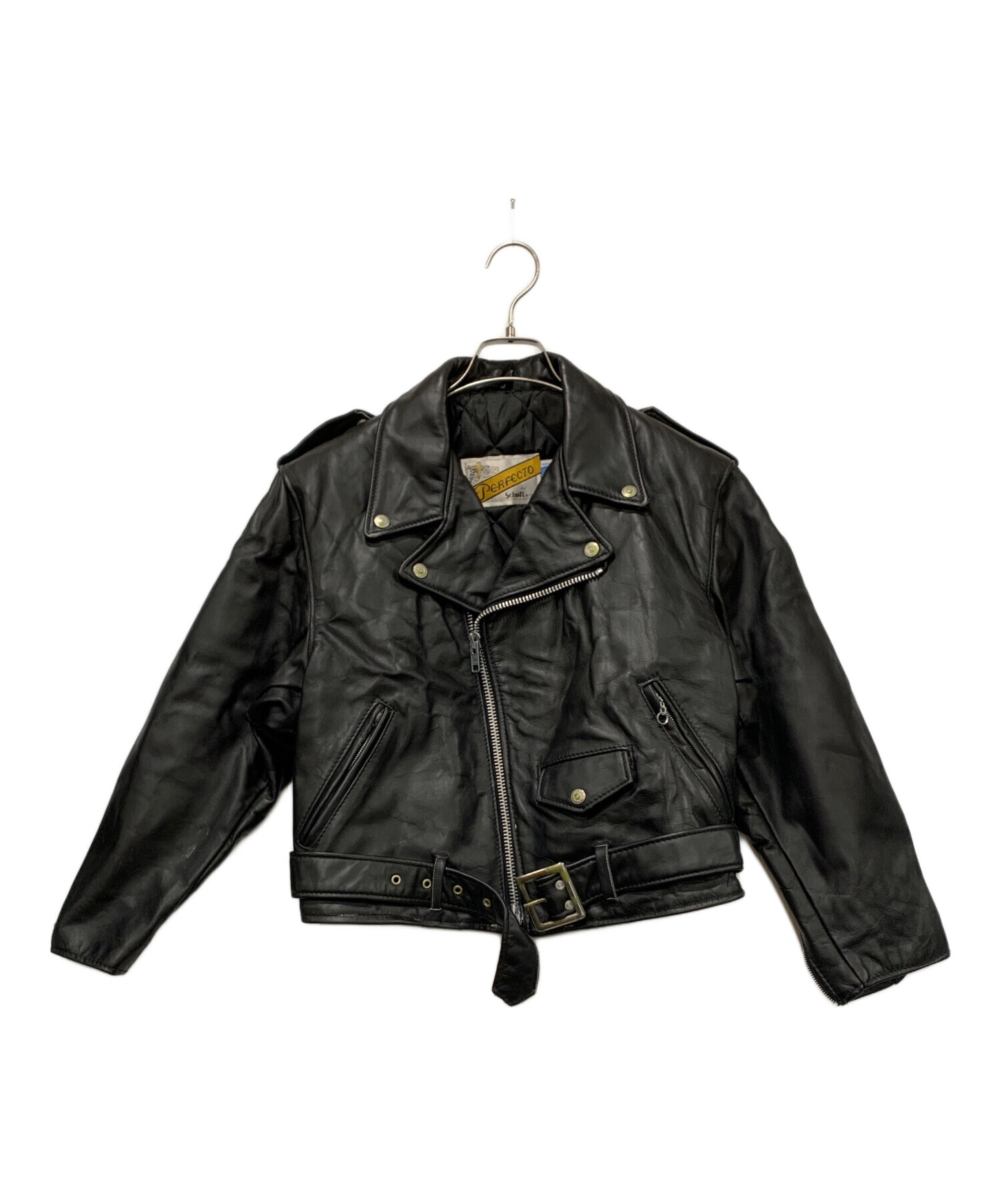 ショット ダブル ライダース ブラック Sサイズ相当 中古・古着通販】Schott (ショット) ダブルライダースジャケット