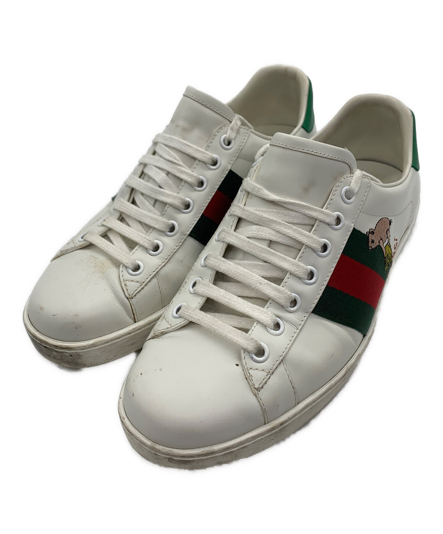 『GW限定値下げ』 GUCCI ホワイト グリーン スニーカー『6時間限定』 中古・古着通販】GUCCI (グッチ) スニーカー ホワイト×グリーン サイズ