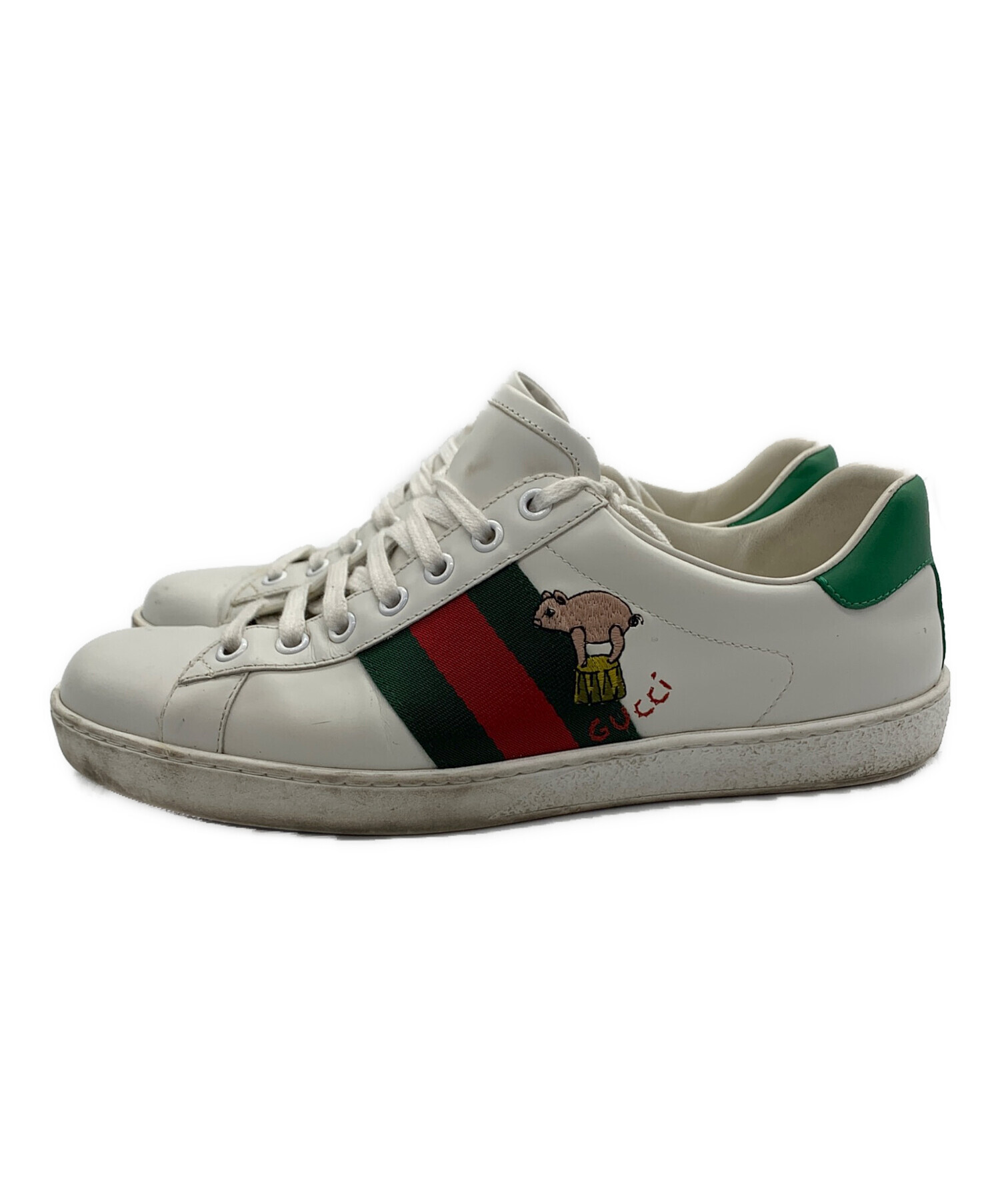 中古・古着通販】GUCCI (グッチ) スニーカー ホワイト×グリーン サイズ