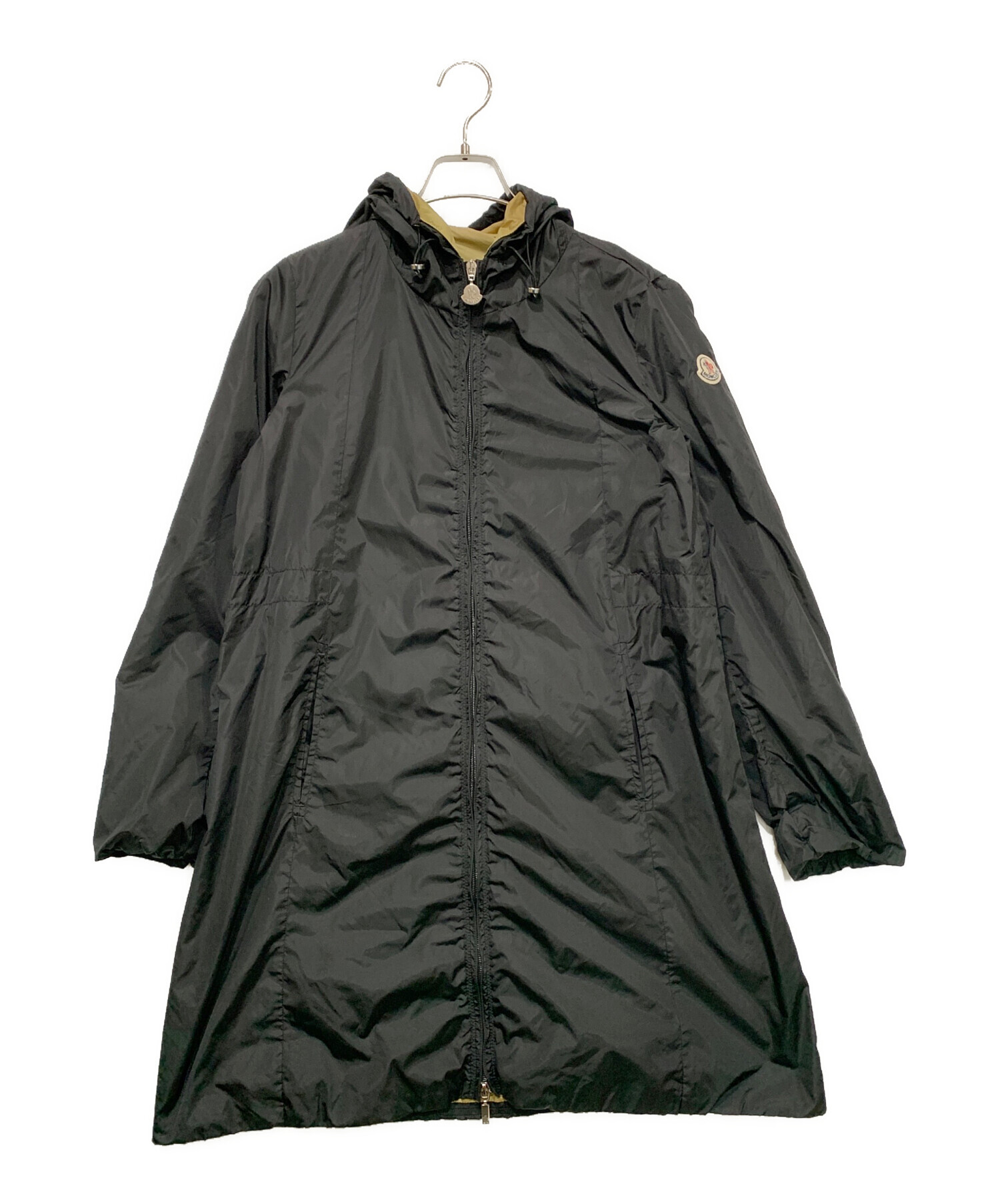 美品 MONCLER モンクレール ANTARES フード付き ナイロンコート ジャケット サイズ0 グレー×ブラック レディース 古着 中古 USED 中古・古着通販】MONCLER (モンクレール) フリルフードナイロン
