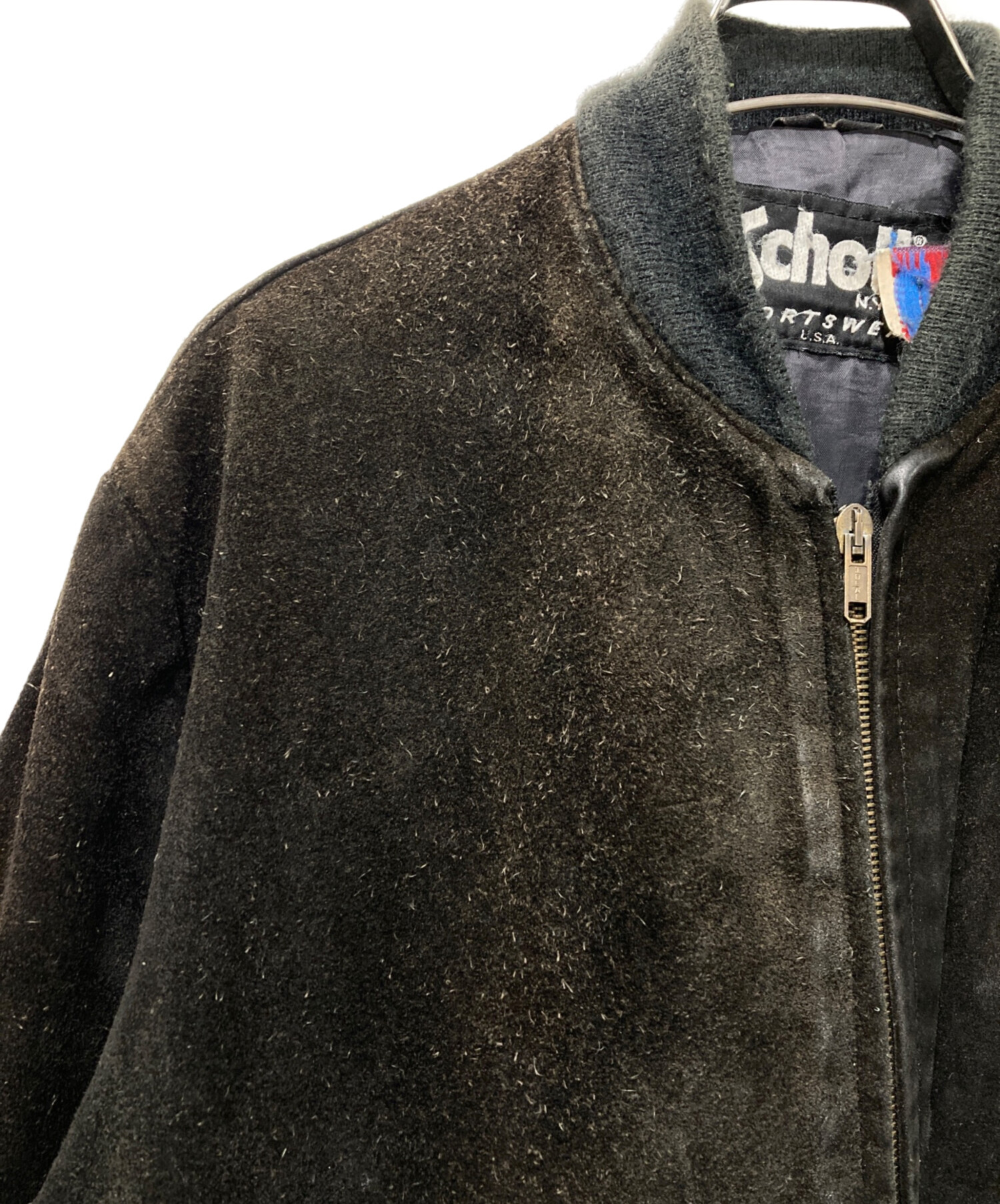 Schott ブラック スエードジャケット 40 中古・古着通販】Schott (ショット) スエードジャケット ブラック