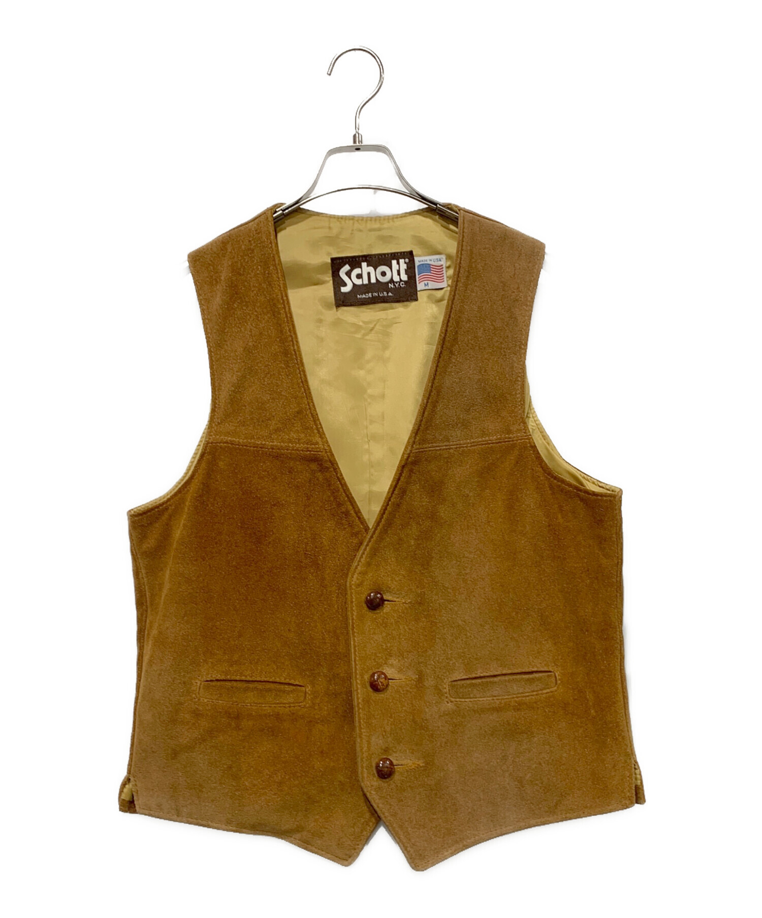 ショット　レザー ベスト 中古・古着通販】Schott (ショット) レザーベスト ブラック サイズ:S