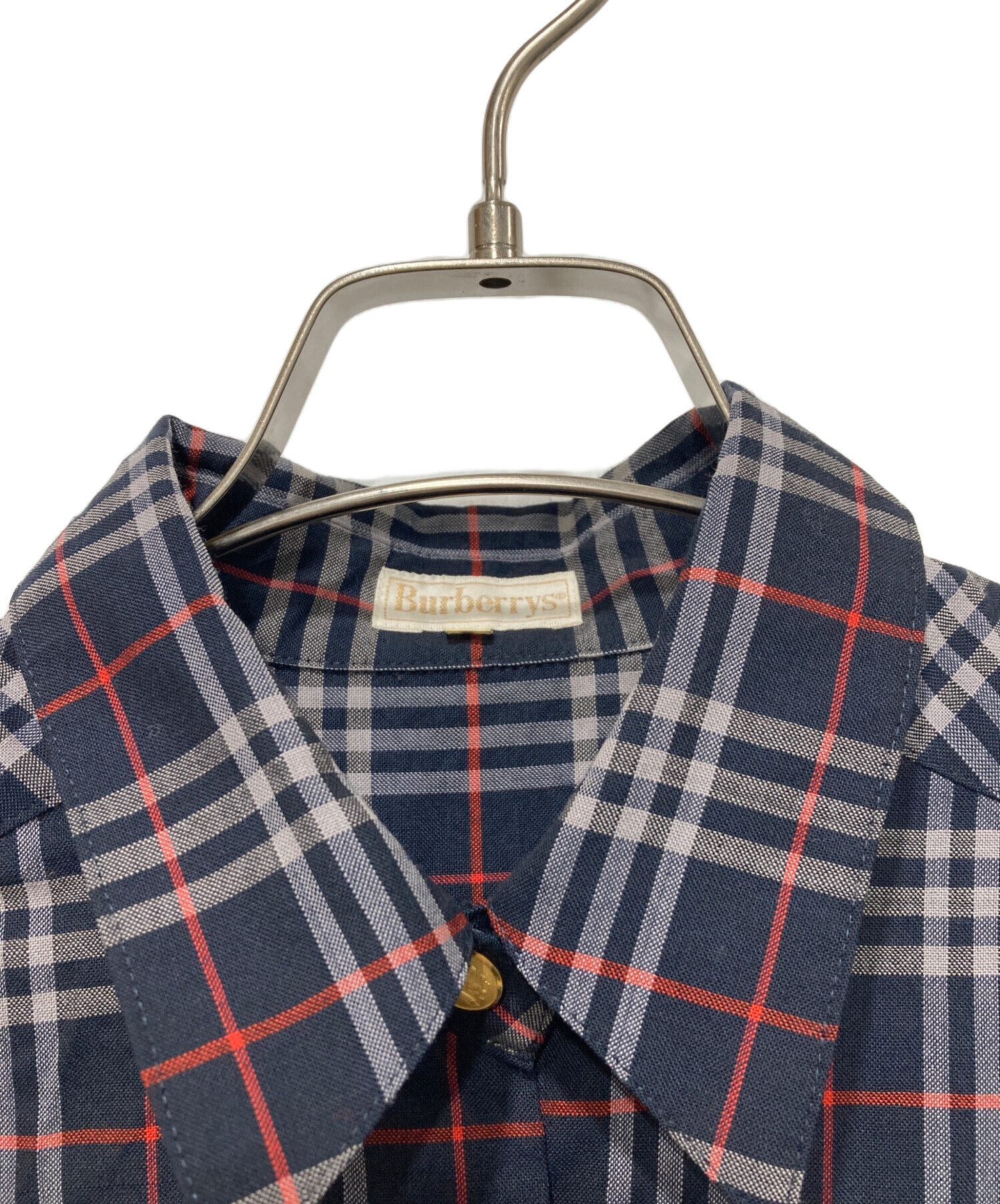 中古・古着通販】Burberry's (バーバリー) 金釦半袖シャツ ネイビー