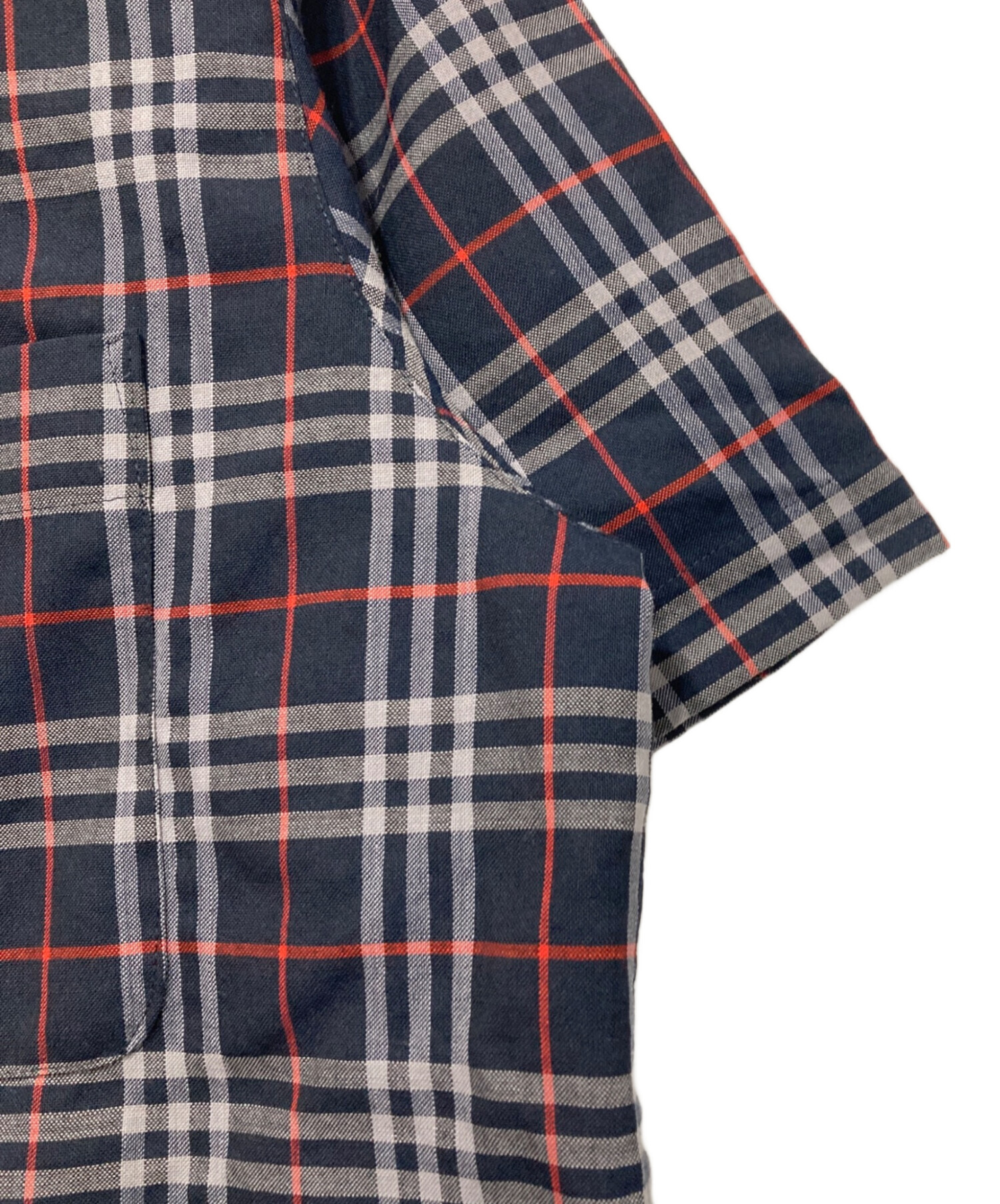 中古・古着通販】Burberry's (バーバリー) 金釦半袖シャツ ネイビー