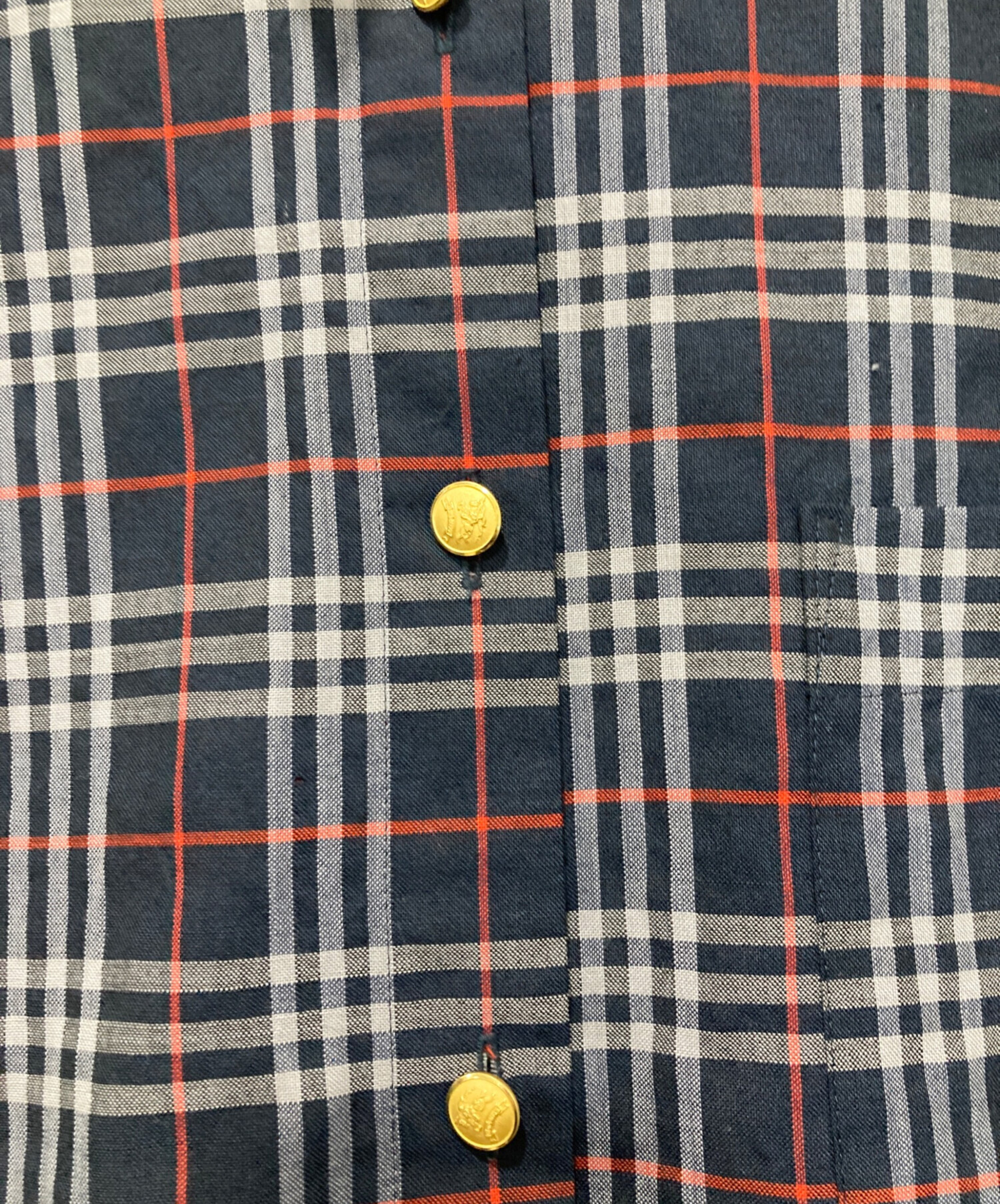中古・古着通販】Burberry's (バーバリー) 金釦半袖シャツ ネイビー