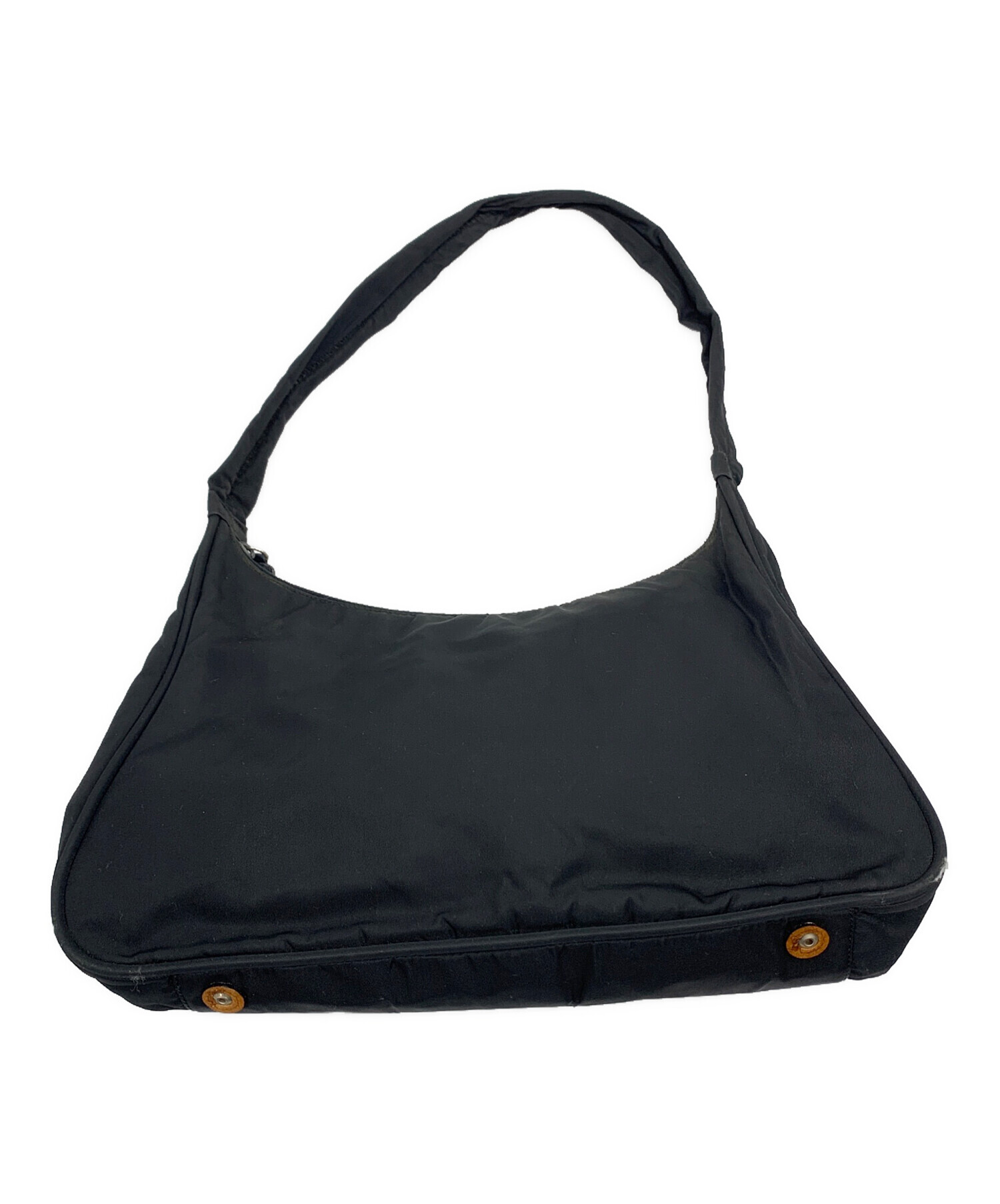 PRADA プラダ ショルダーバッグ  黒 【古着】【中古】【送料無料】 中古・古着通販】PRADA (プラダ) レザーナイロンワンショルダーバッグ