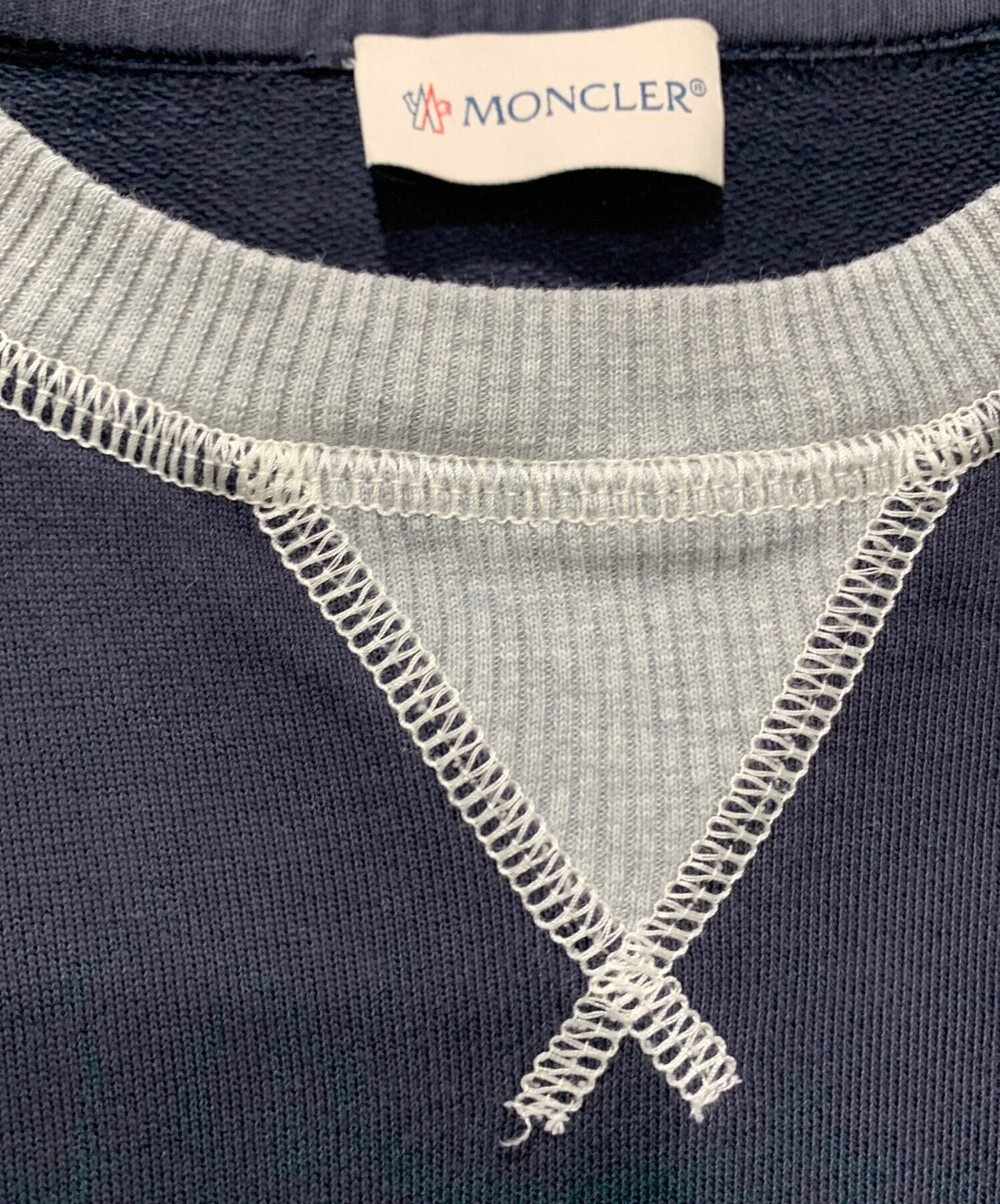 MONCLER / モンクレール | MAGLIA GIROCOLLO 異素材切替 トレーナー | M | ネイビー | レディース MONCLER - MONCLER / モンクレール | MAGLIA GIROCOLLO 異素材切替