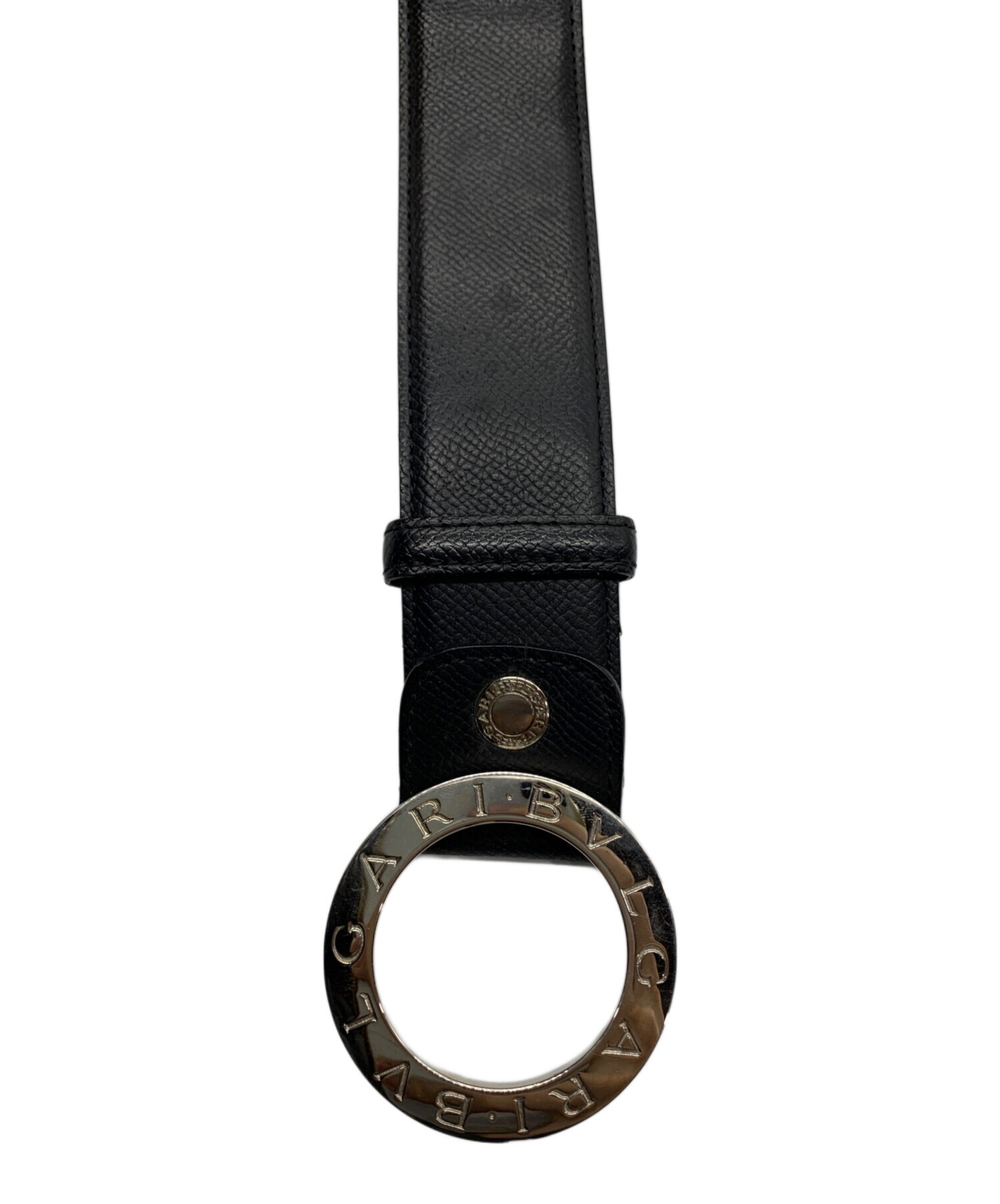 BVLGARI ブルガリ サークルロゴ レザーベルト ブラック 黒　刻印　革 中古・古着通販】BVLGARI (ブルガリ) サークルロゴ ベルト ブラック
