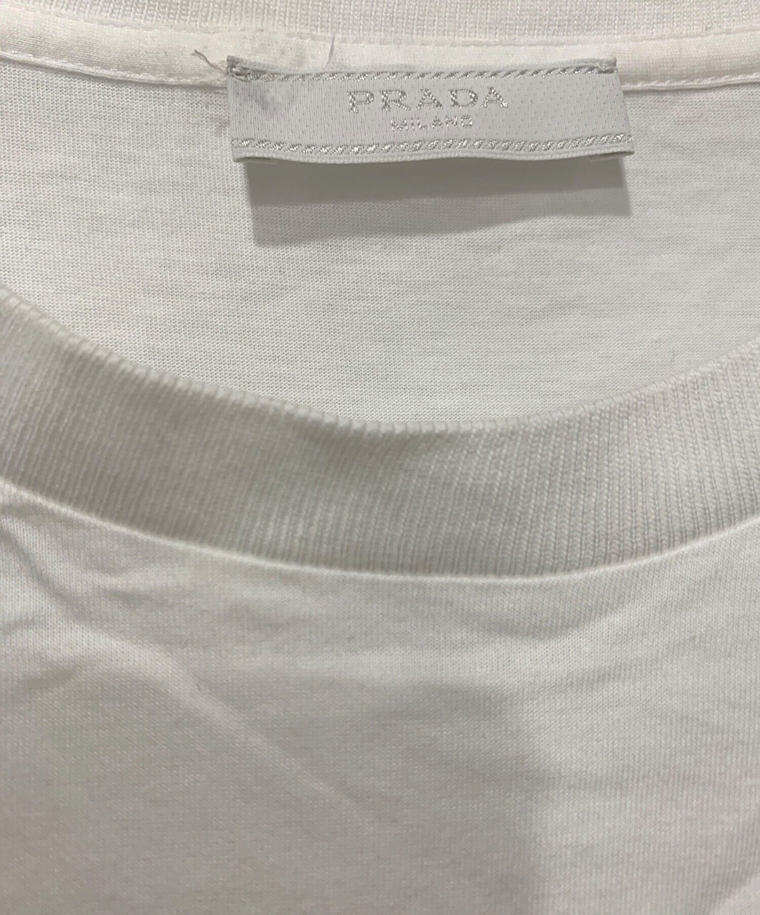 中古・古着通販】PRADA (プラダ) クルーネックTシャツ ホワイト サイズ