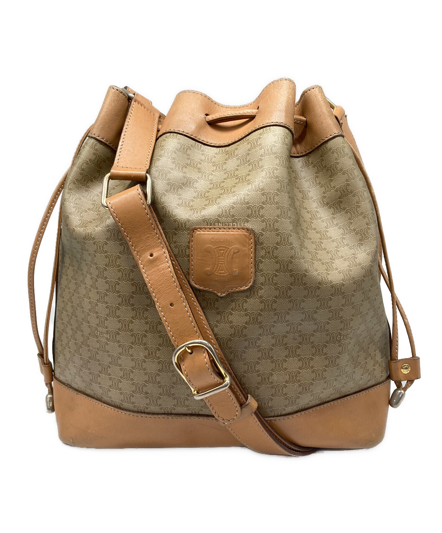 中古・古着通販】CELINE (セリーヌ) 巾着ショルダーバッグ ベージュ