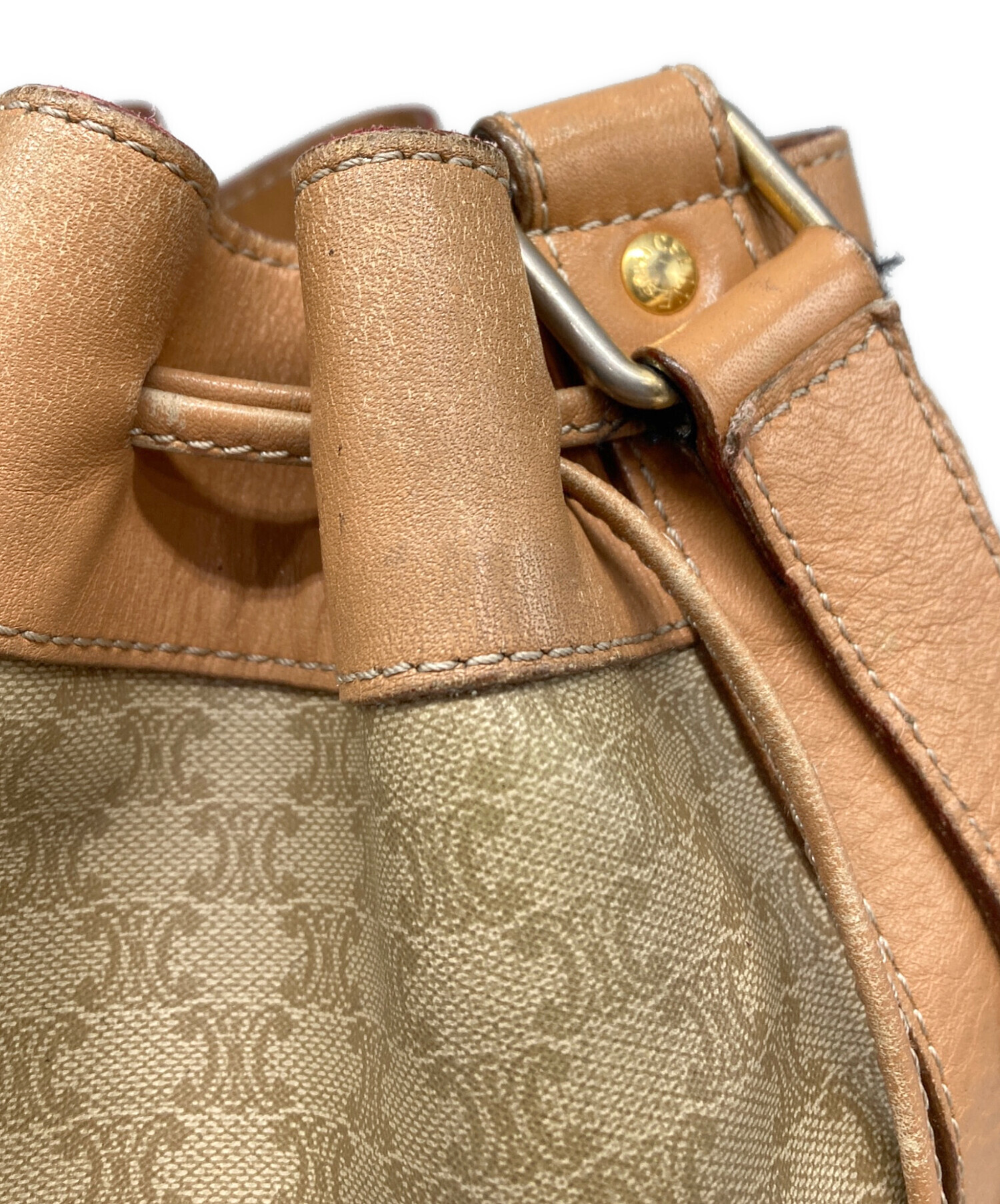 中古・古着通販】CELINE (セリーヌ) 巾着ショルダーバッグ ベージュ