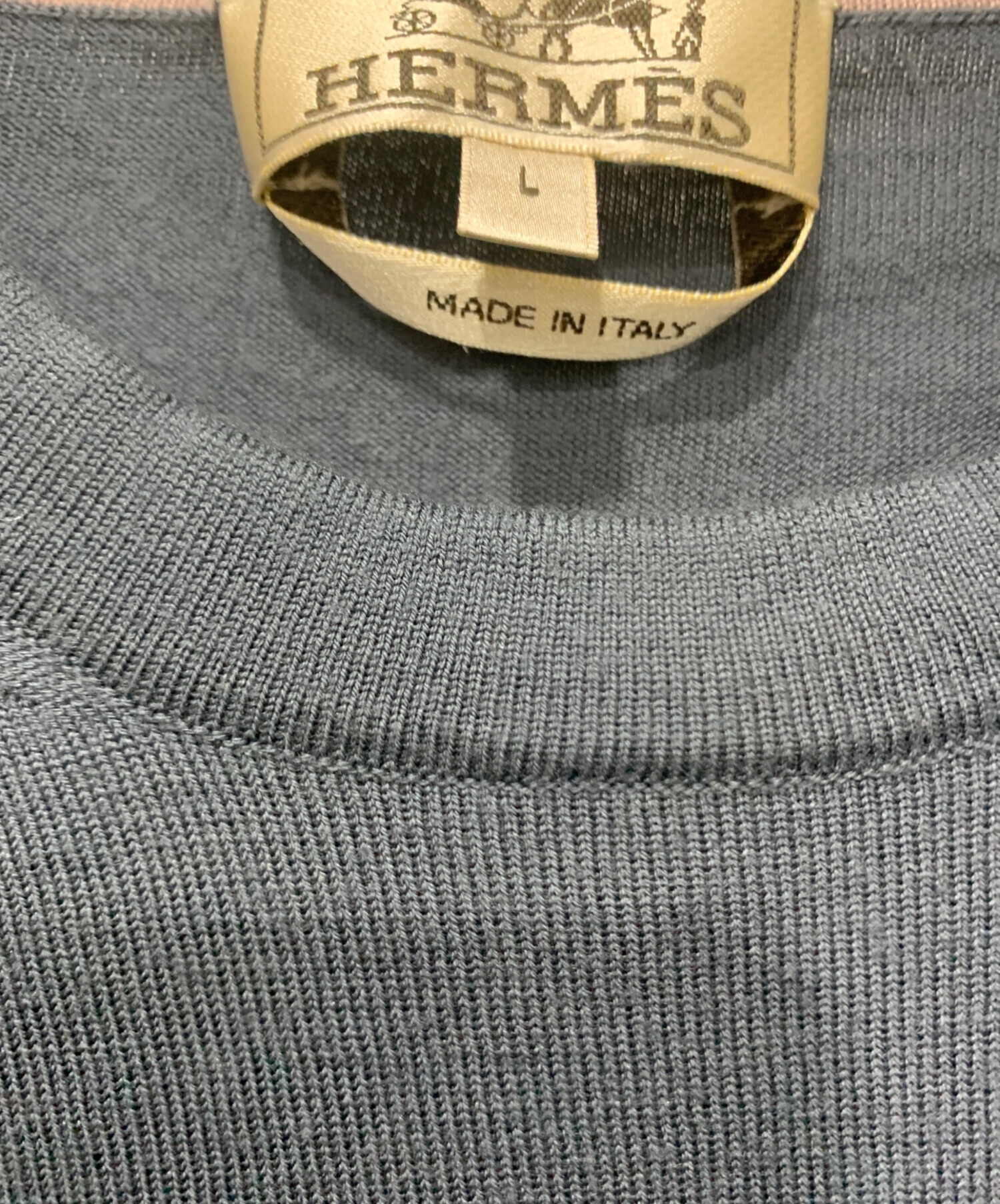 中古・古着通販】HERMES (エルメス) 薄手ニット グレー サイズ:SIZE L 