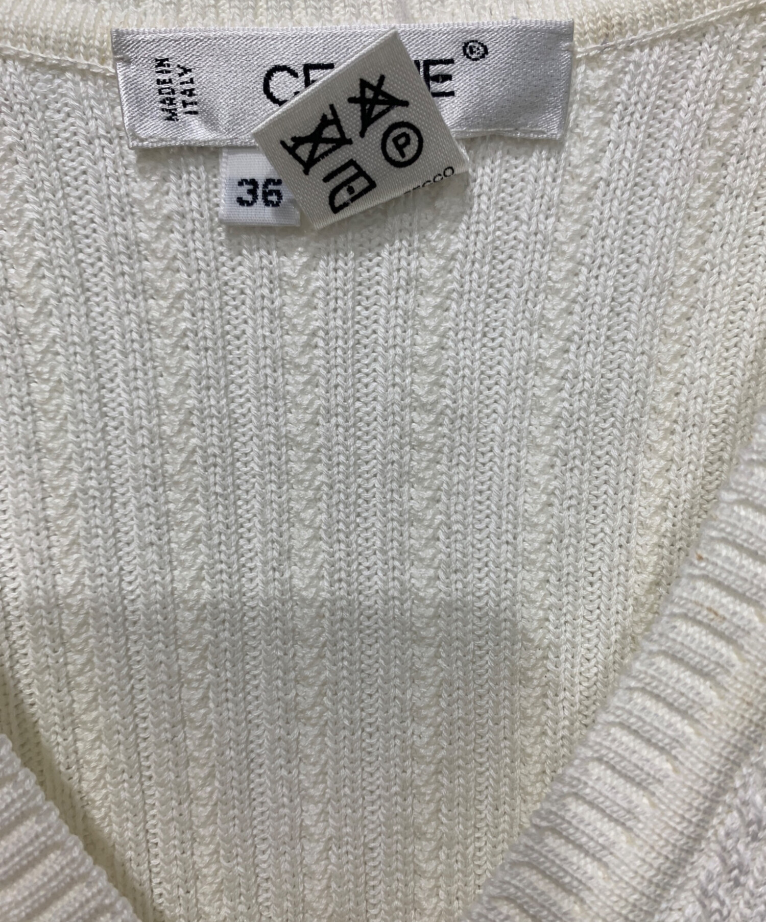 中古・古着通販】CELINE (セリーヌ) 薄手ニット ホワイト サイズ:SIZE