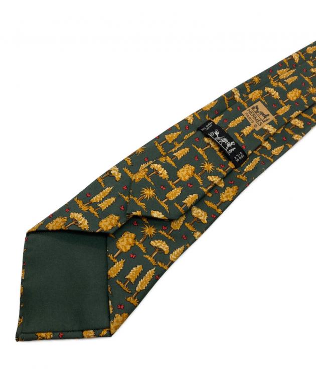 中古・古着通販】HERMES (エルメス) 総柄シルクネクタイ グリーン