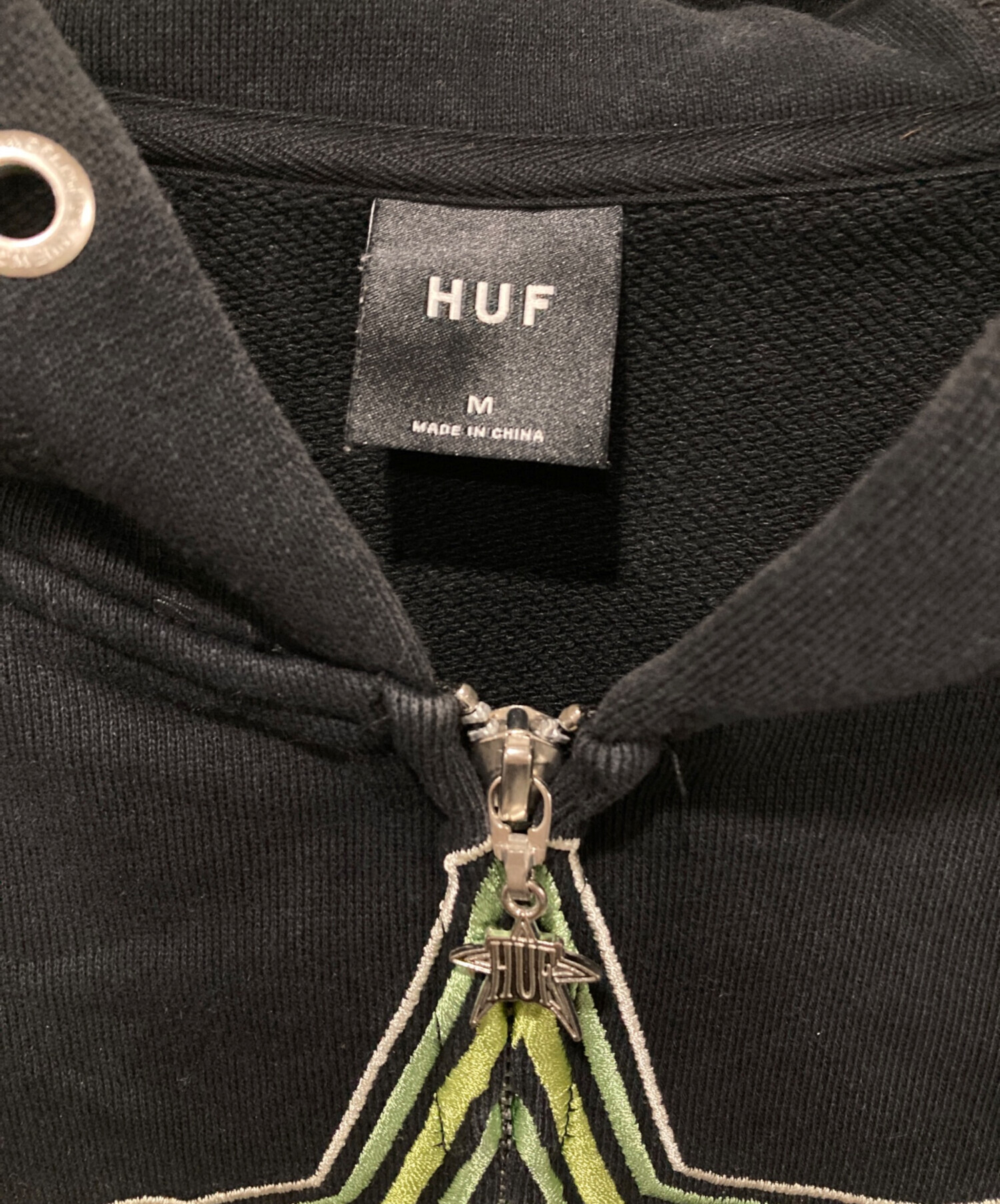 中古・古着通販】HUF (ハフ) ジップパーカー ブラック サイズ:SIZE M