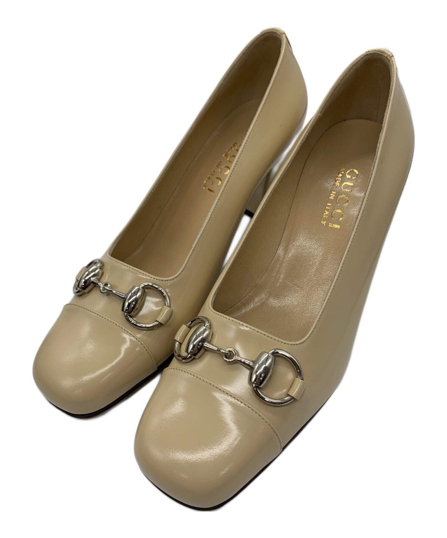 中古・古着通販】GUCCI (グッチ) スクエアトゥーパンプス ベージュ
