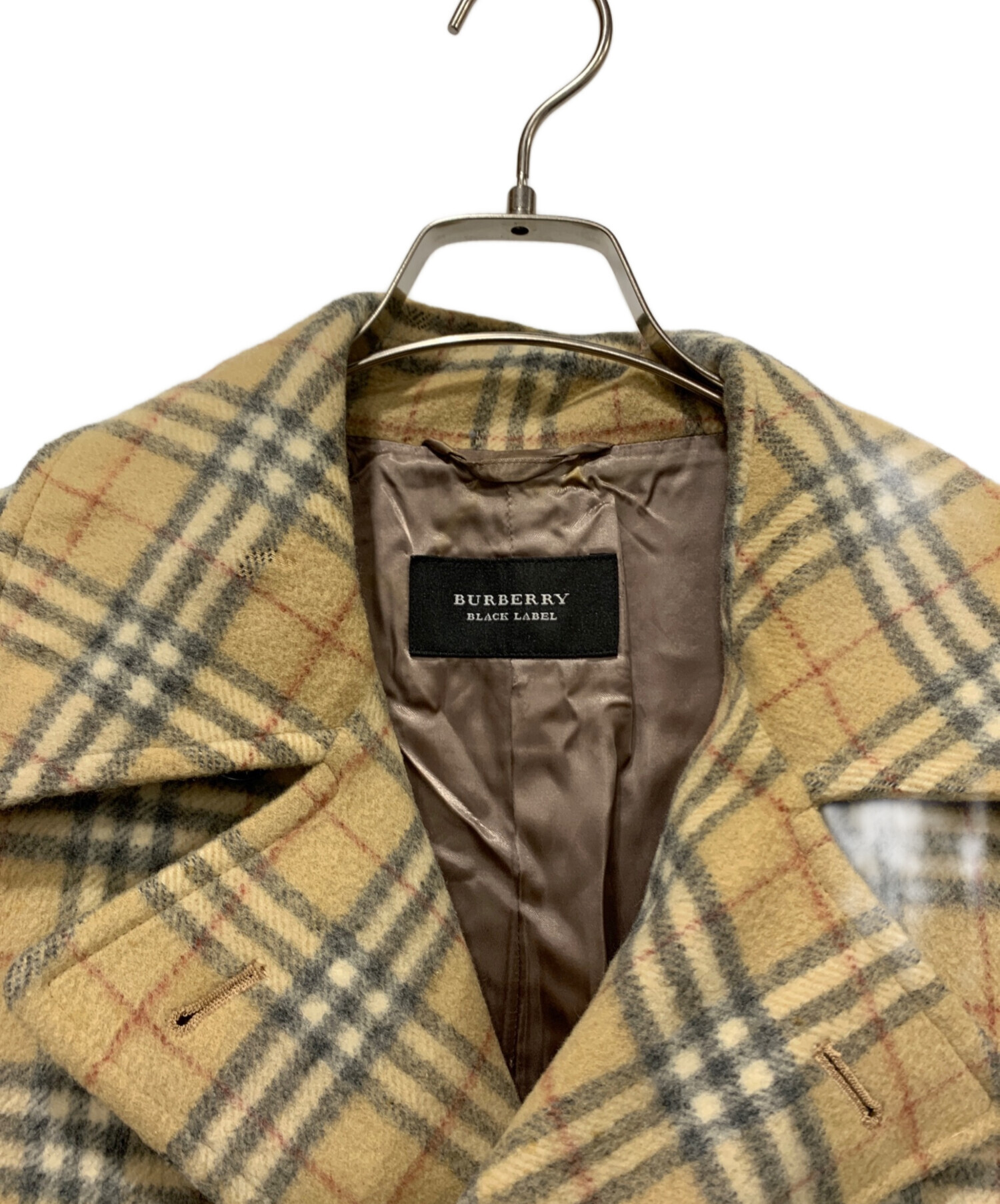【新品】BURBERRY BLACK LABEL Pコート キャメル L 中古・古着通販】BURBERRY BLACK LABEL (バーバリーブラックレーベル