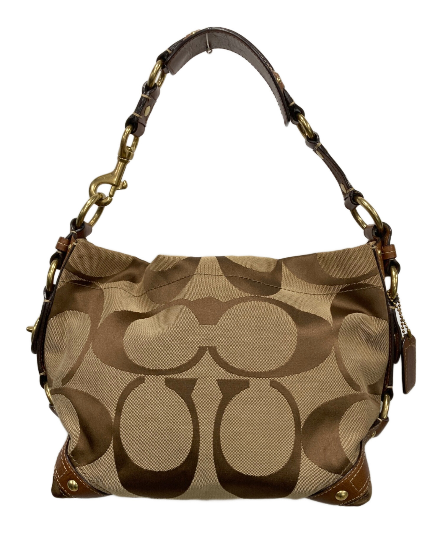 COACH 10619 ターンロック ワンショルダーバッグ キャンバス ブラウン 中古・古着通販】COACH (コーチ) ワンショルダーバッグ ブラウン