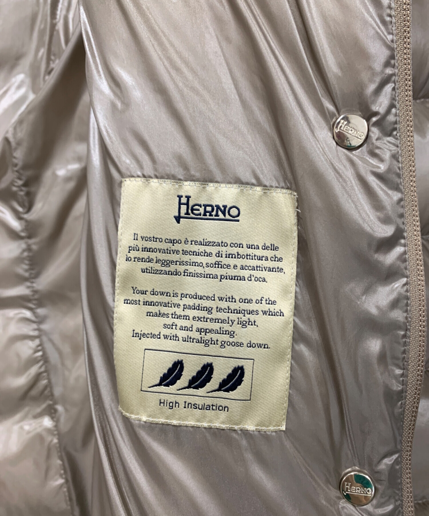 中古・古着通販】HERNO (ヘルノ) ダウンコート ベージュ サイズ:40