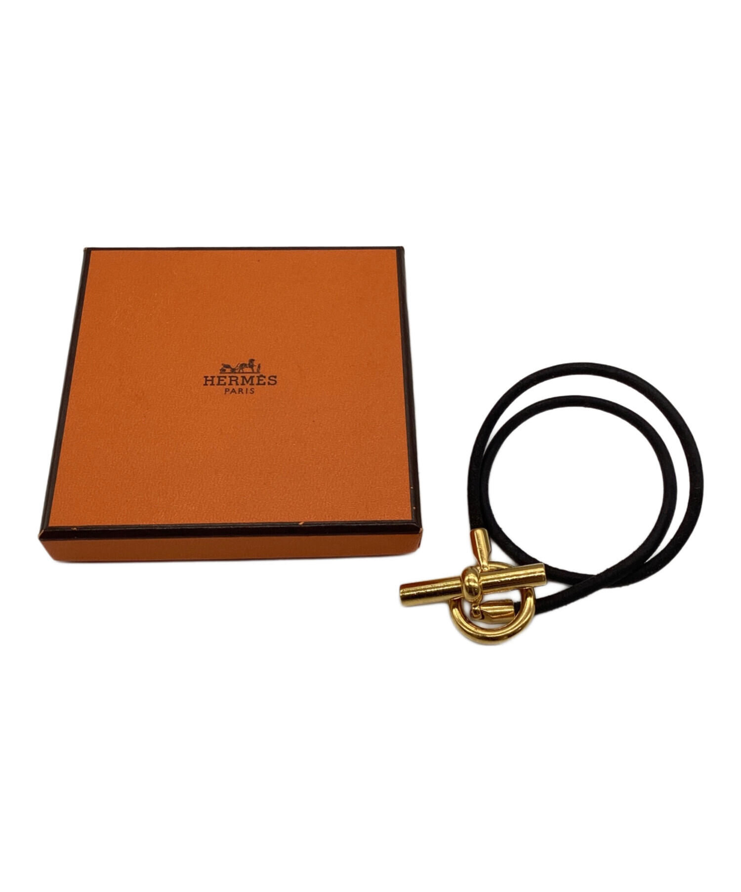 中古・古着通販】HERMES (エルメス) ブレスレット ブラック×ゴールド 
