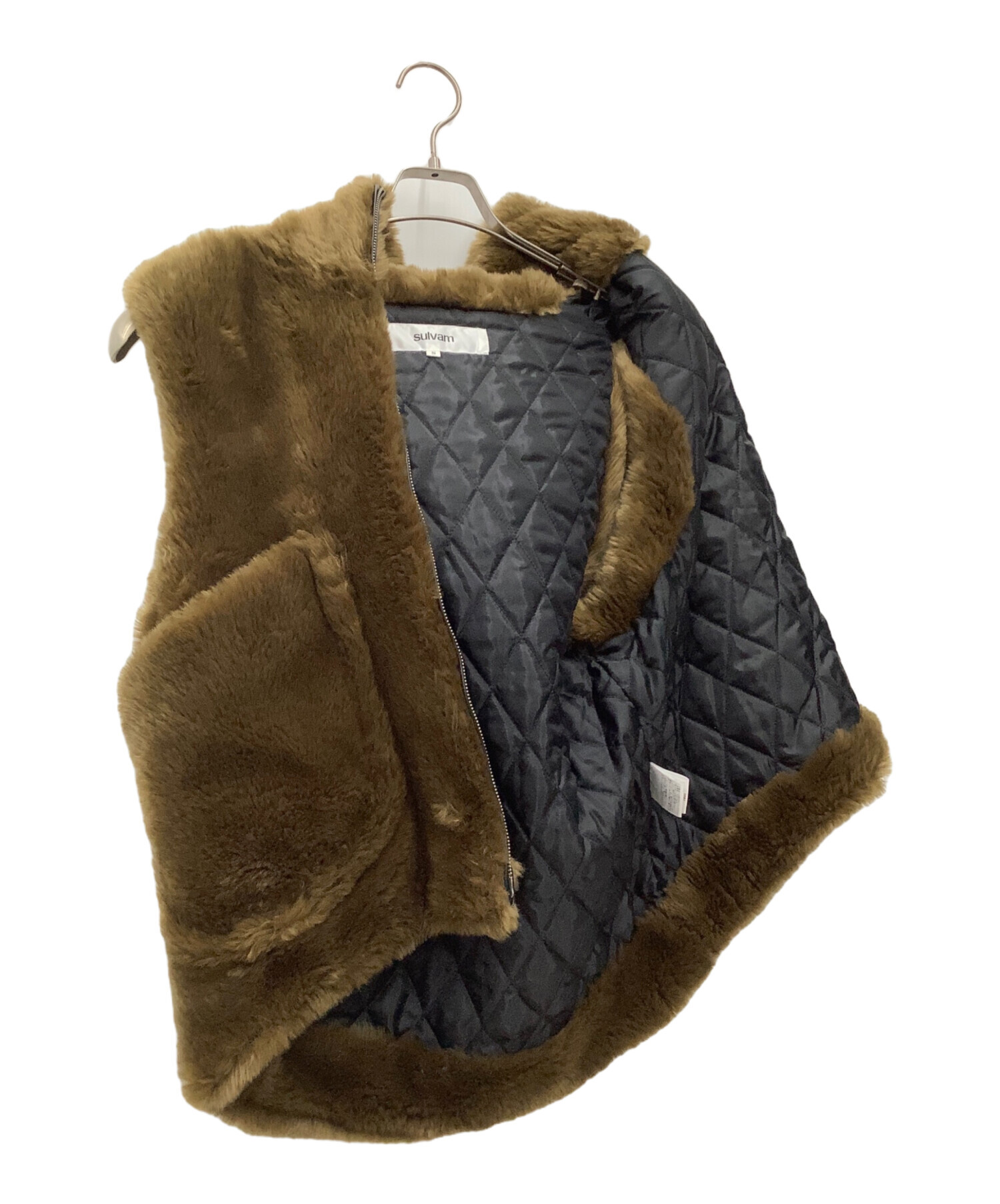 中古・古着通販】sulvam (サルバム) フェイクファーベスト ブラウン