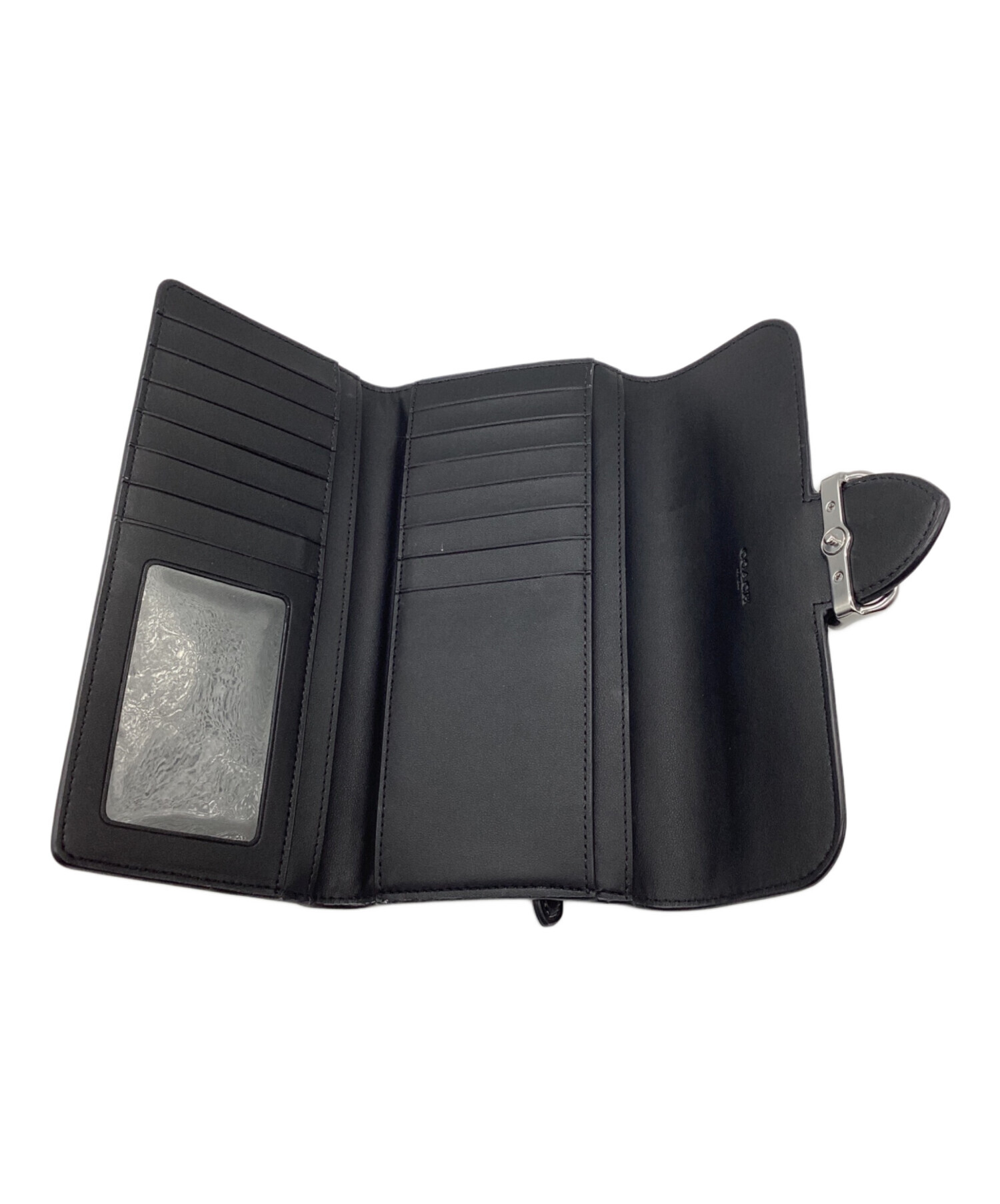 中古・古着通販】COACH (コーチ) 3つ折り長財布 ブラック｜ブランド