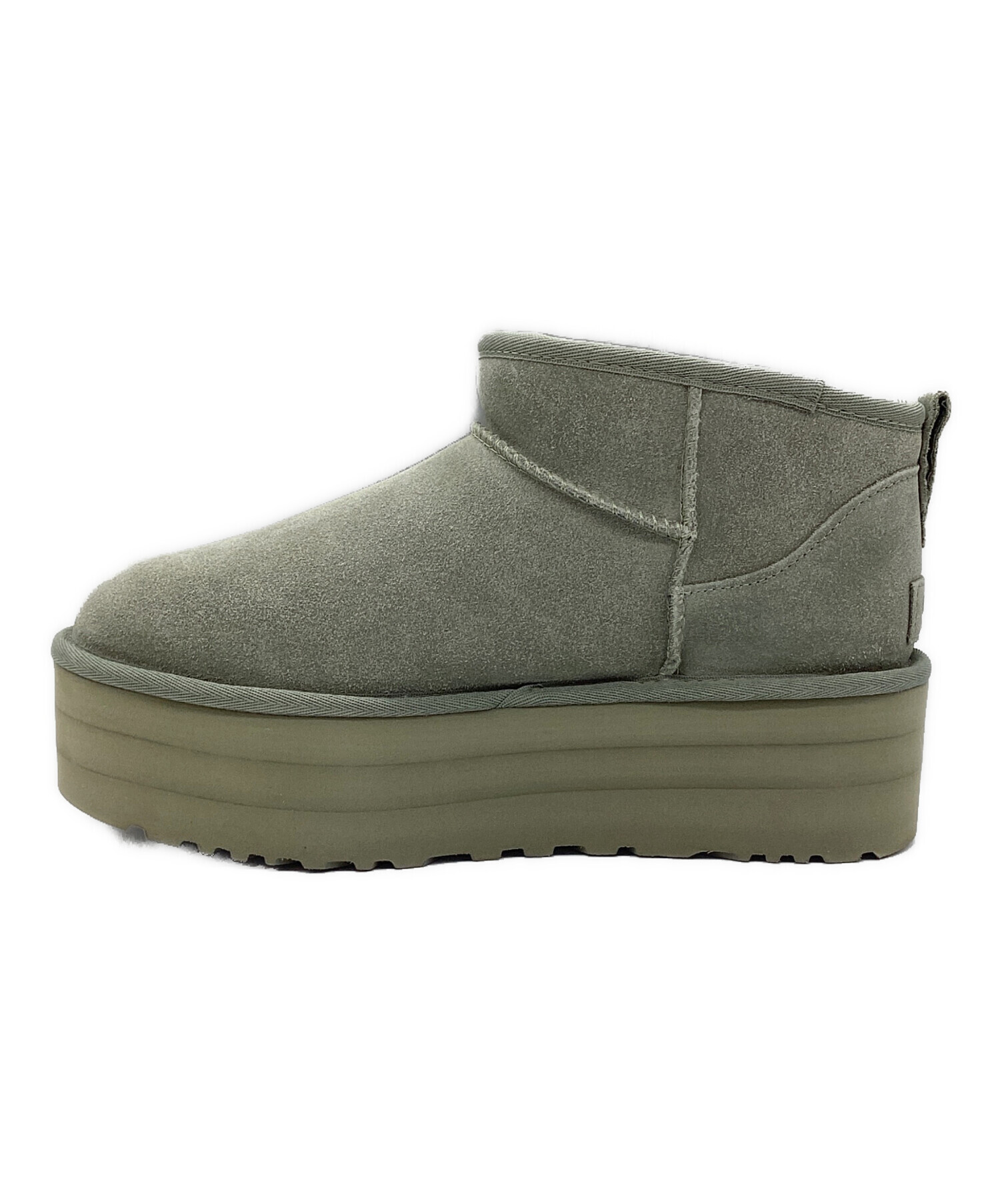 中古・古着通販】UGG (アグ) 厚底ショートムートンブーツ カーキ
