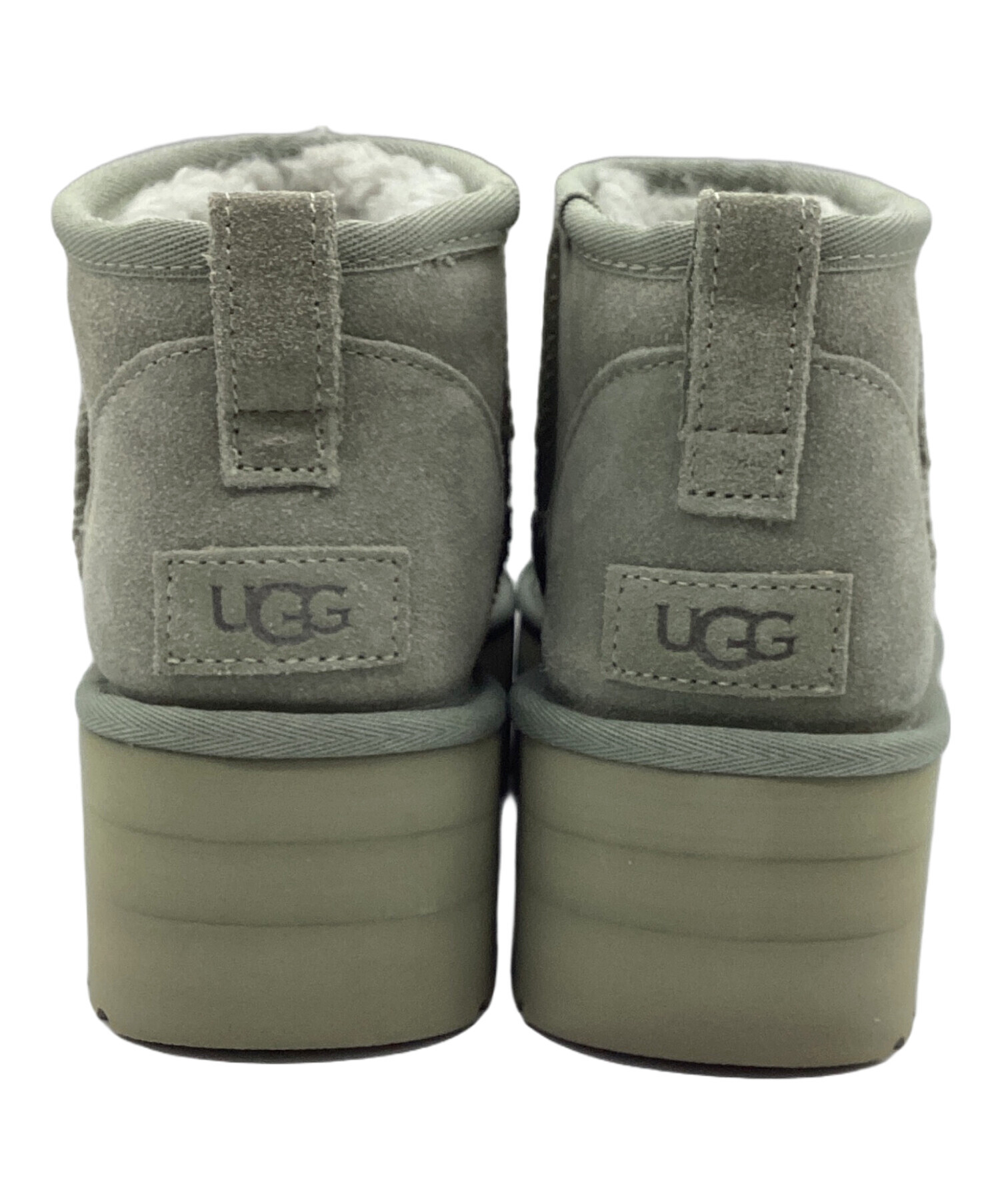 中古・古着通販】UGG (アグ) 厚底ショートムートンブーツ カーキ