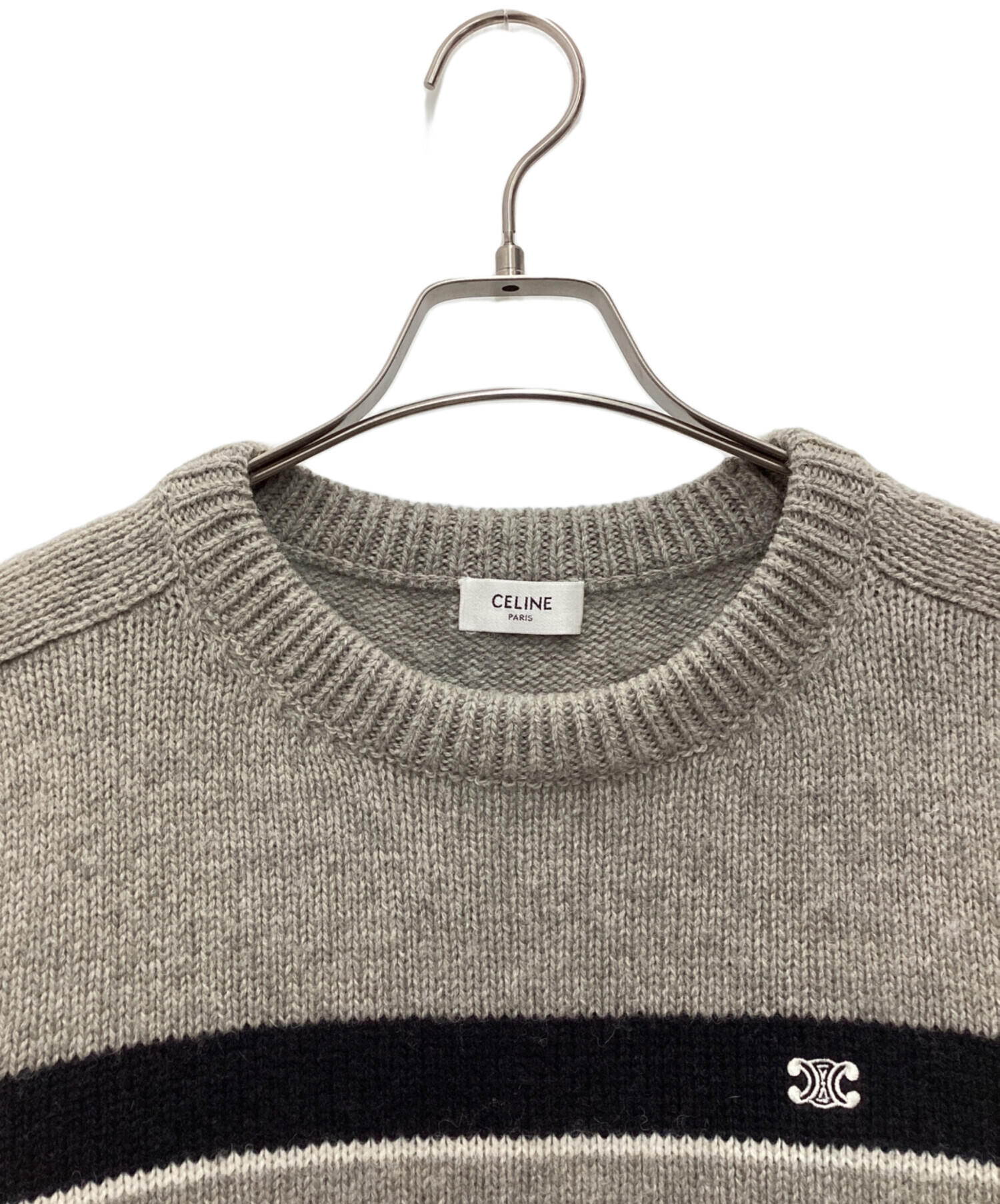 中古・古着通販】CELINE (セリーヌ) トリオンフ刺繍入りラウンドネック