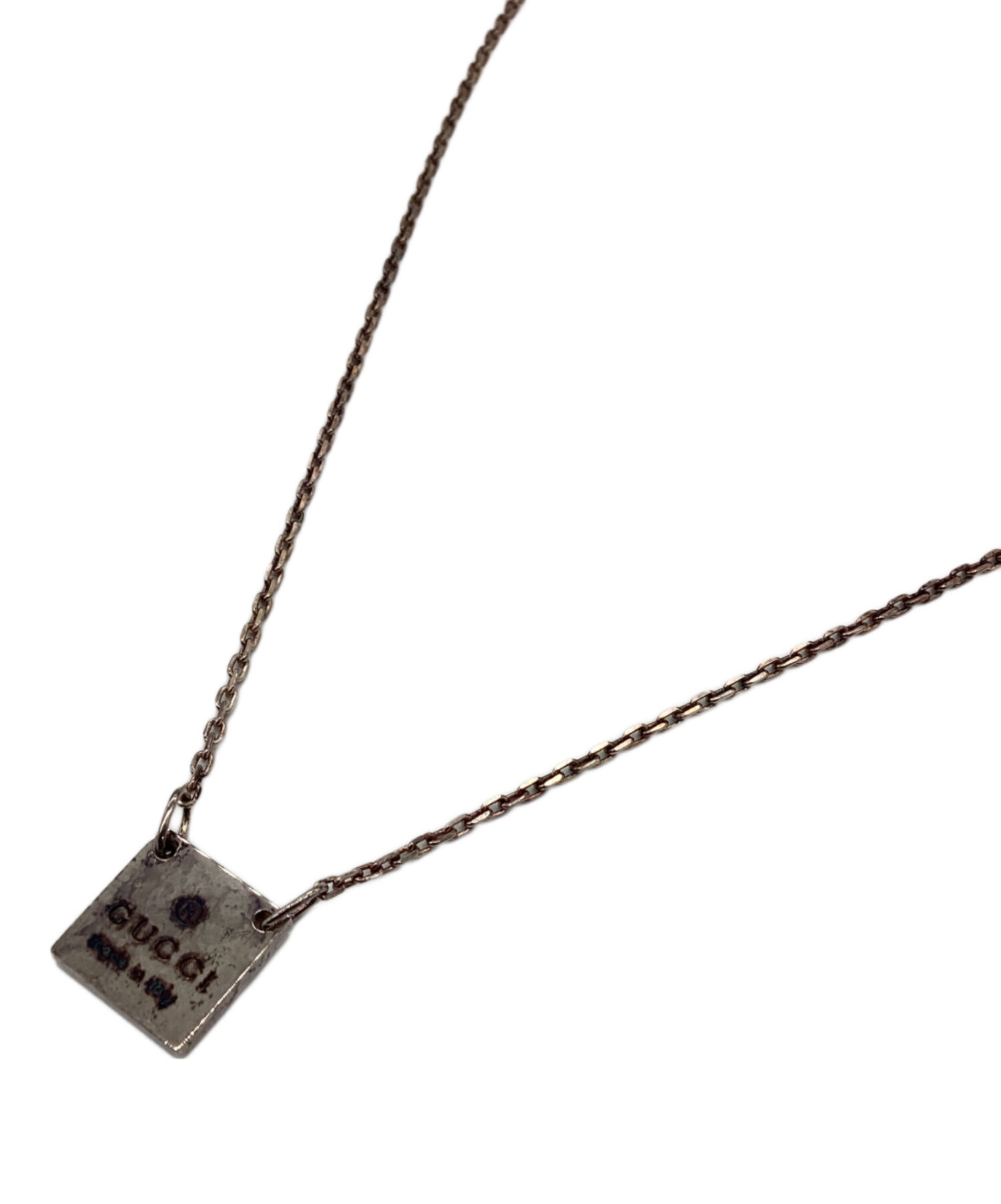 中古・古着通販】GUCCI (グッチ) スクエアプレートネックレス シルバー