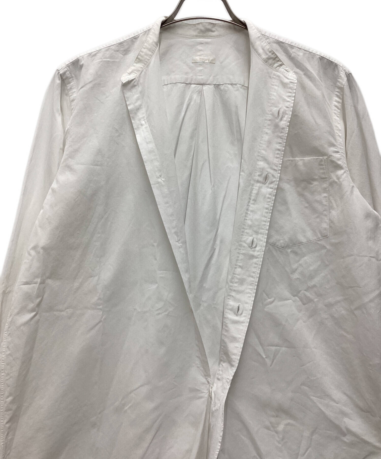 中古・古着通販】COMOLI (コモリ) バンドカラーシャツ ホワイト サイズ