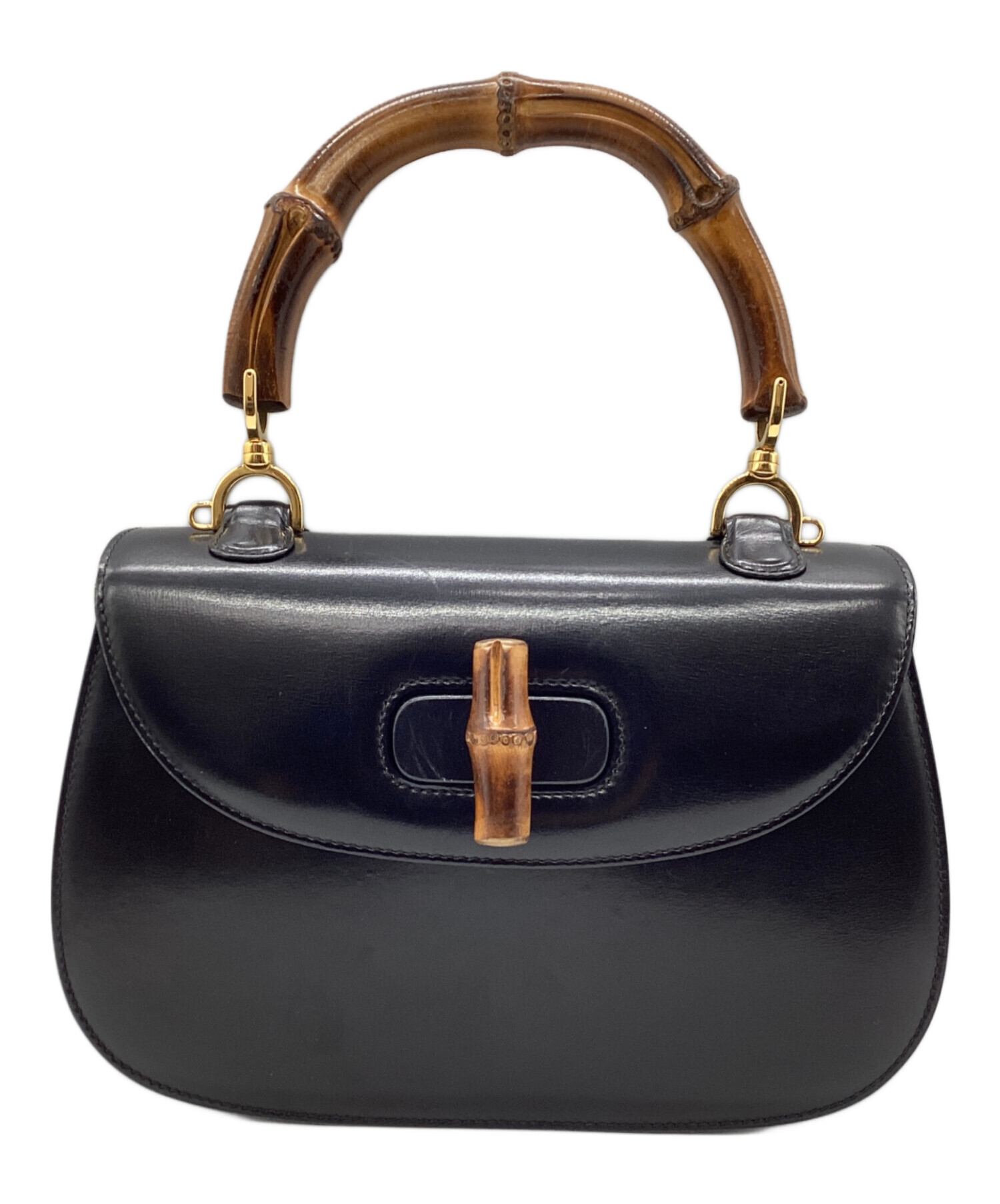 中古・古着通販】GUCCI (グッチ) 2WAYレザーバッグ バンブー ブラック 