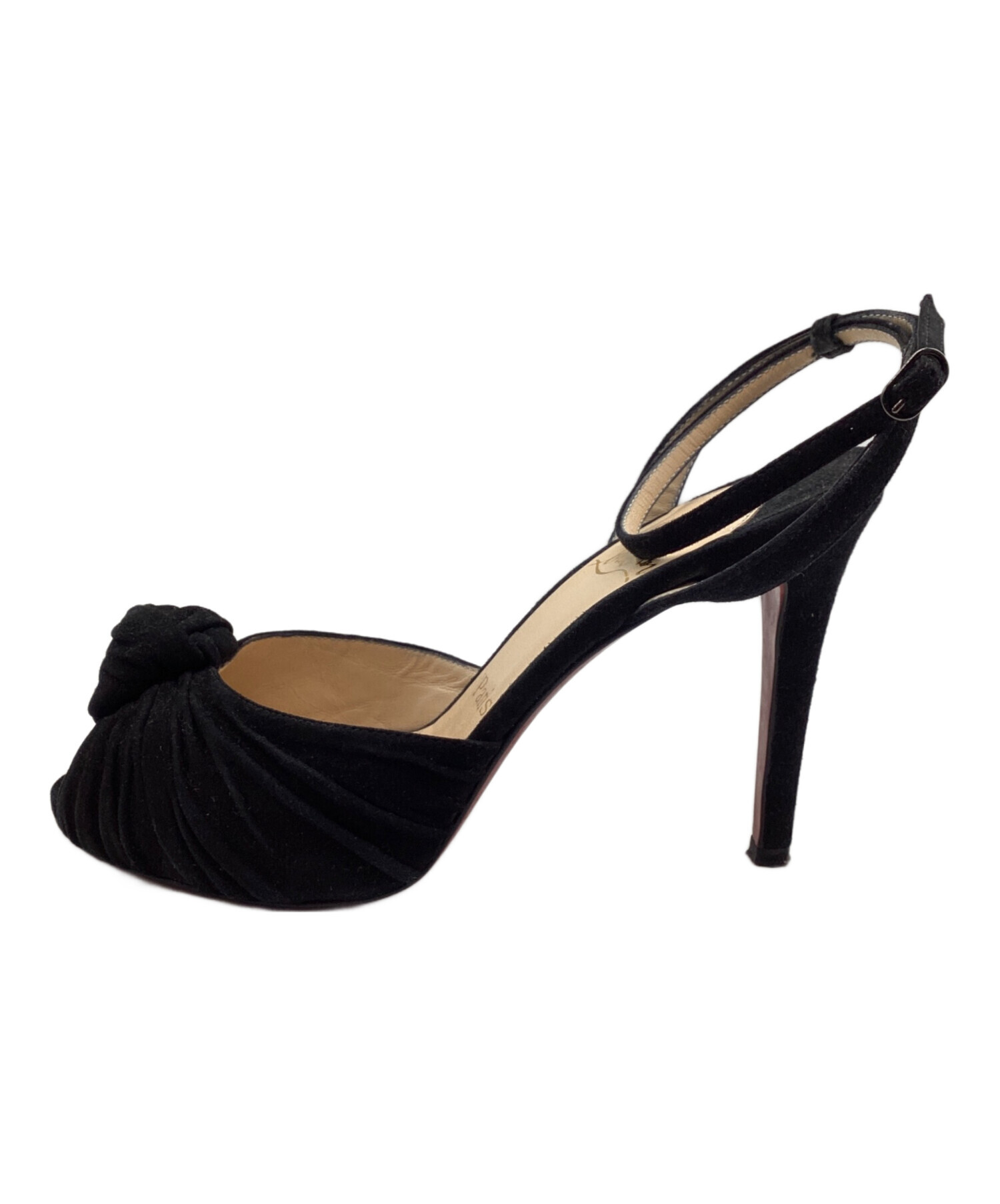 【美品】クリスチャンルブタン　アーモンドトゥ　アンクルストラップパンプス　黒38 中古・古着通販】Christian Louboutin (クリスチャン・ルブタン