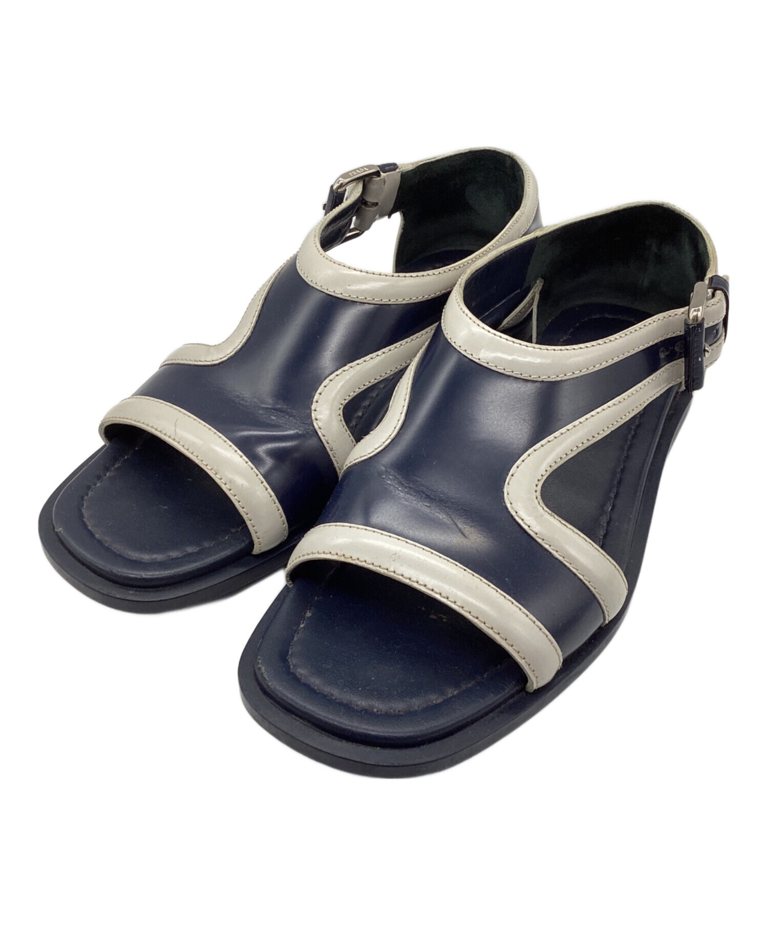 中古・古着通販】PRADA (プラダ) サンダル ネイビー サイズ:SIZE 37.5
