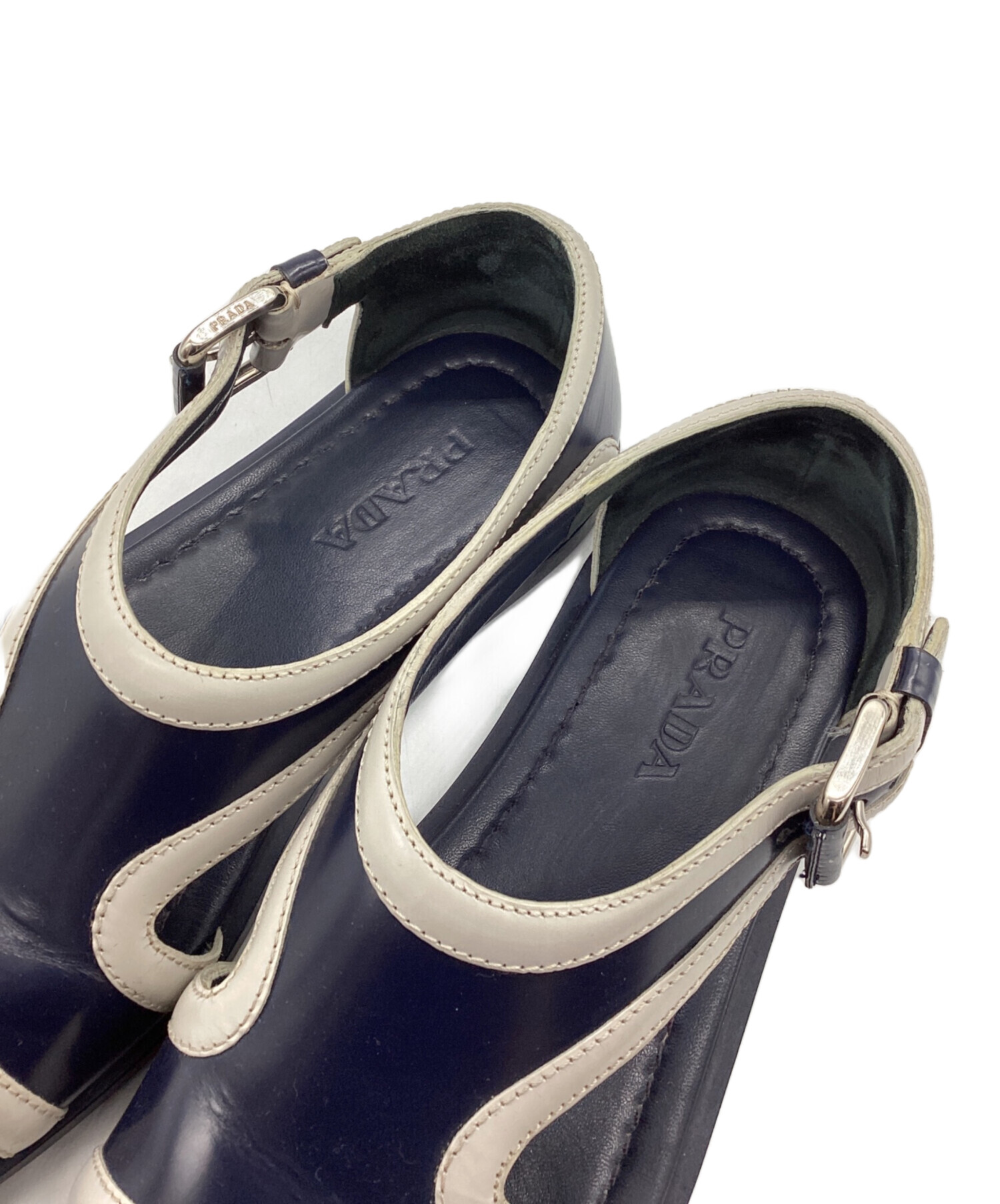 中古・古着通販】PRADA (プラダ) サンダル ネイビー サイズ:SIZE 37.5