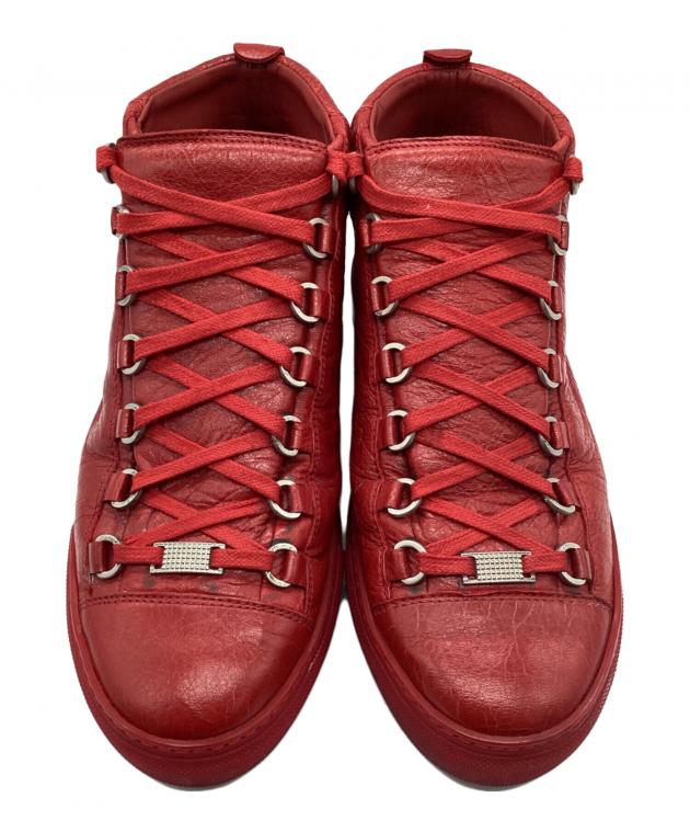 BALENCIAGA レッド スニーカー 42 中古・古着通販】BALENCIAGA (バレンシアガ) レザーハイカット