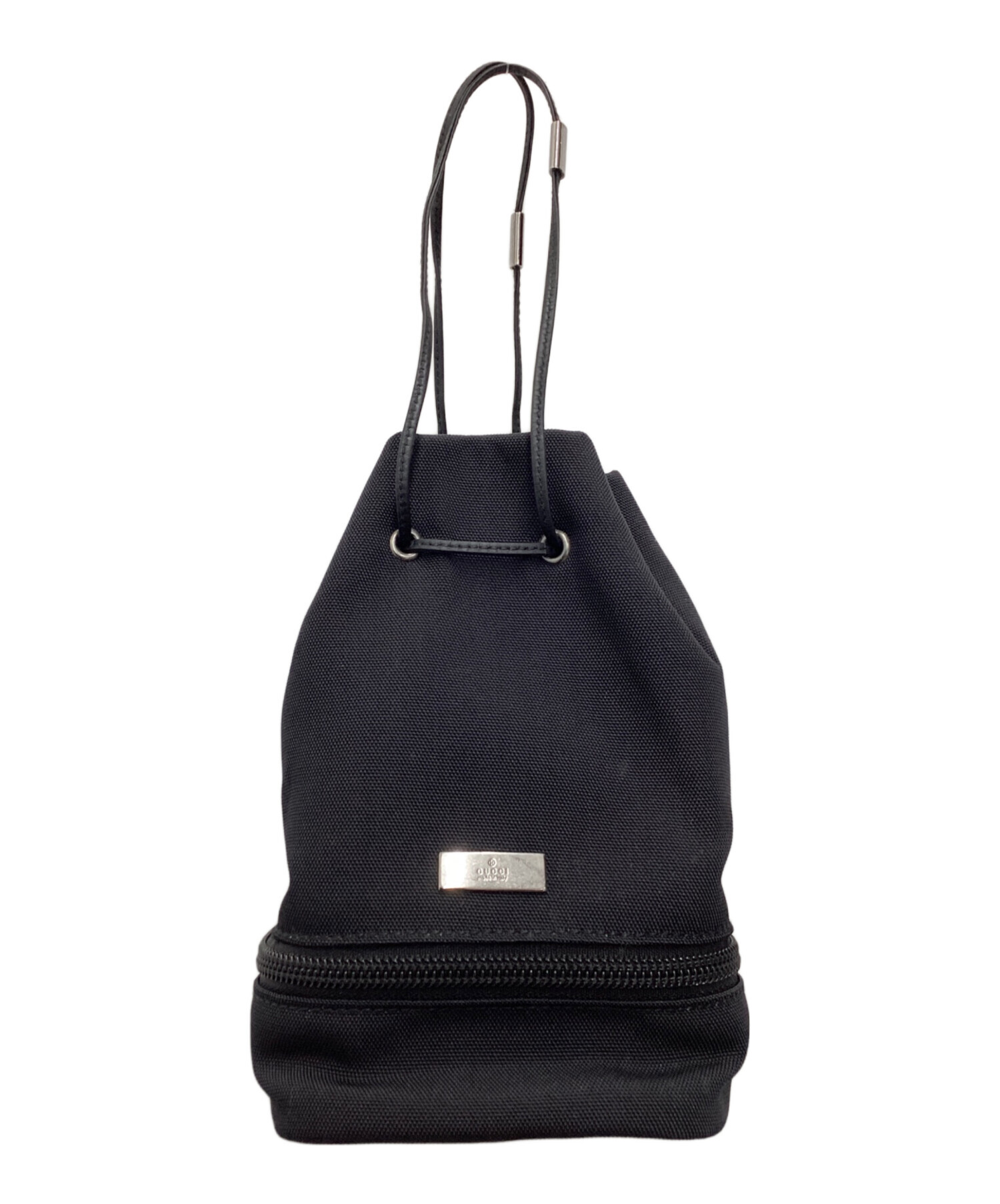 【美品】GUCCI 巾着ミニバッグ ブラック ナイロン ポーチ 即発送 シンプル 中古・古着通販】GUCCI (グッチ) 巾着バック GG ブラック｜ブランド